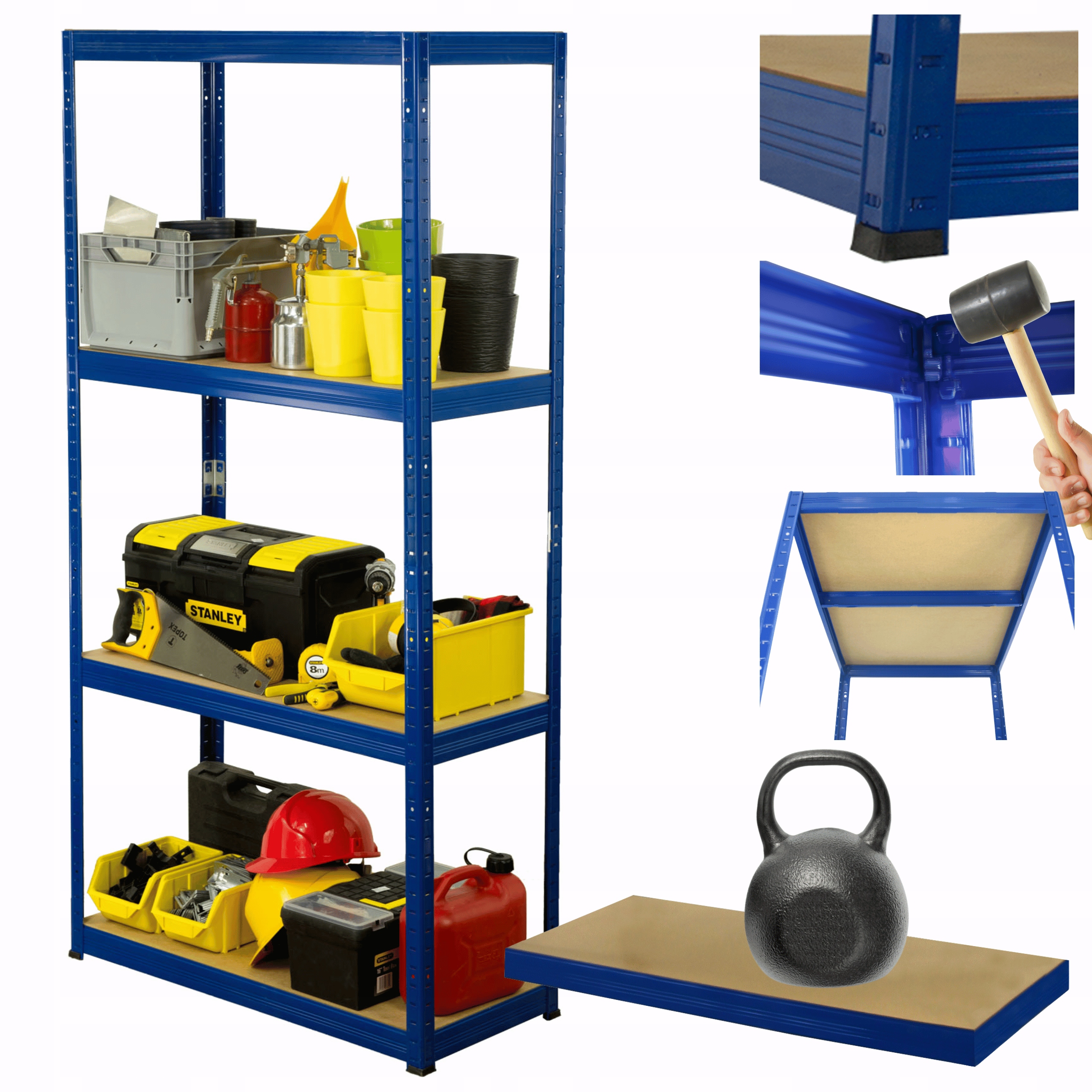 Kovový skladový regál s garážovým stojanom Helios 180x110x40 cm 4Px175 kg