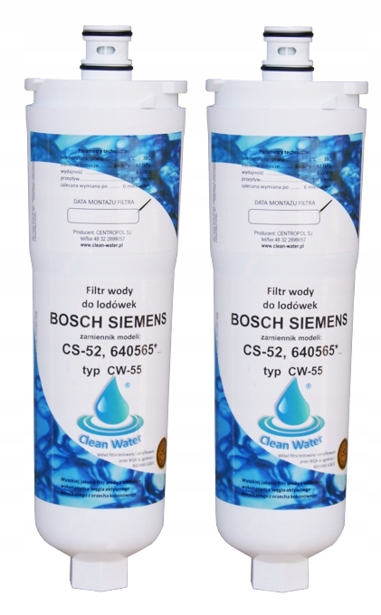 Filtr wody do lodówek BOSCH SIEMENS CS-52 2 szt