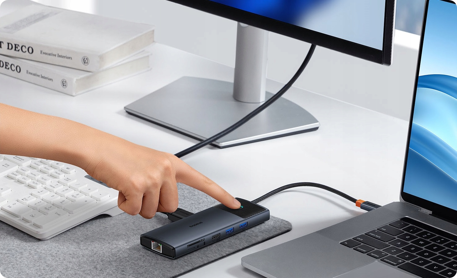 BASEUS ADAPTER HUB USB-C 11 PORTÓW TYP-C 4xUSB-A, RJ45, 2x HDMI, DP, SD/TF Liczba portów 11