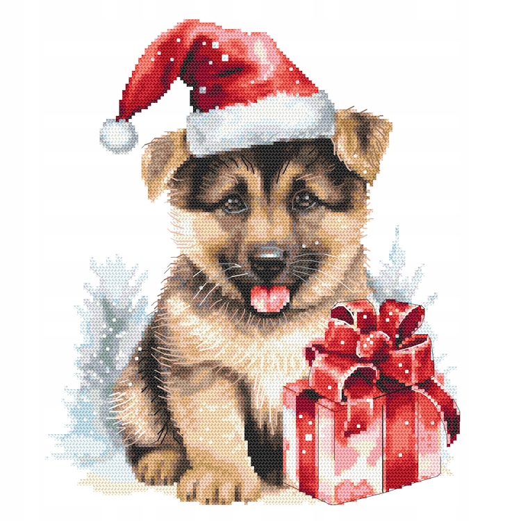 Křížková výšivka Vyšívací sada Vánoční pejsek