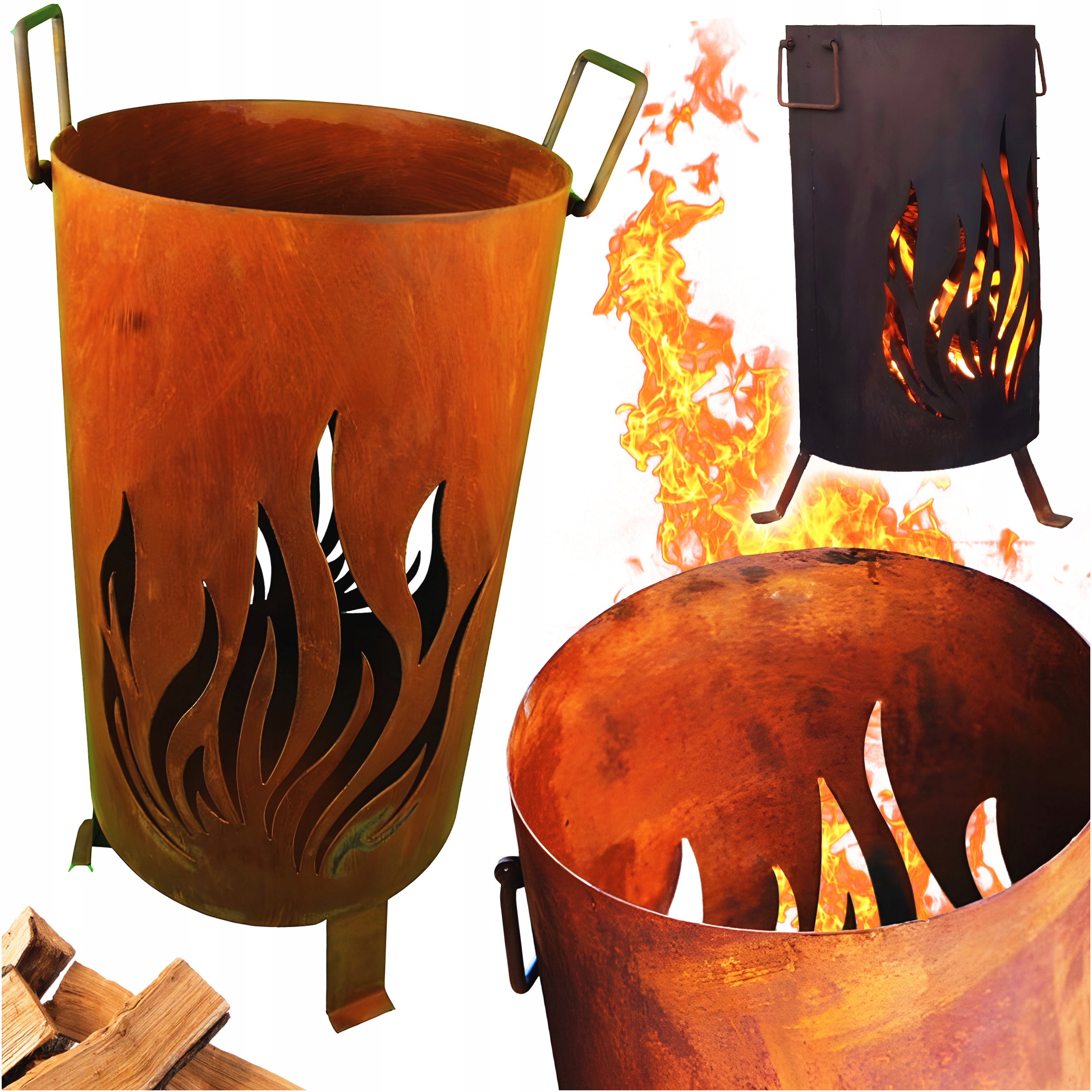 Záhradné Ohnisko Oceľové Grilovacie Ohnisko Trojnožka Corten Veľké Laser Cnc