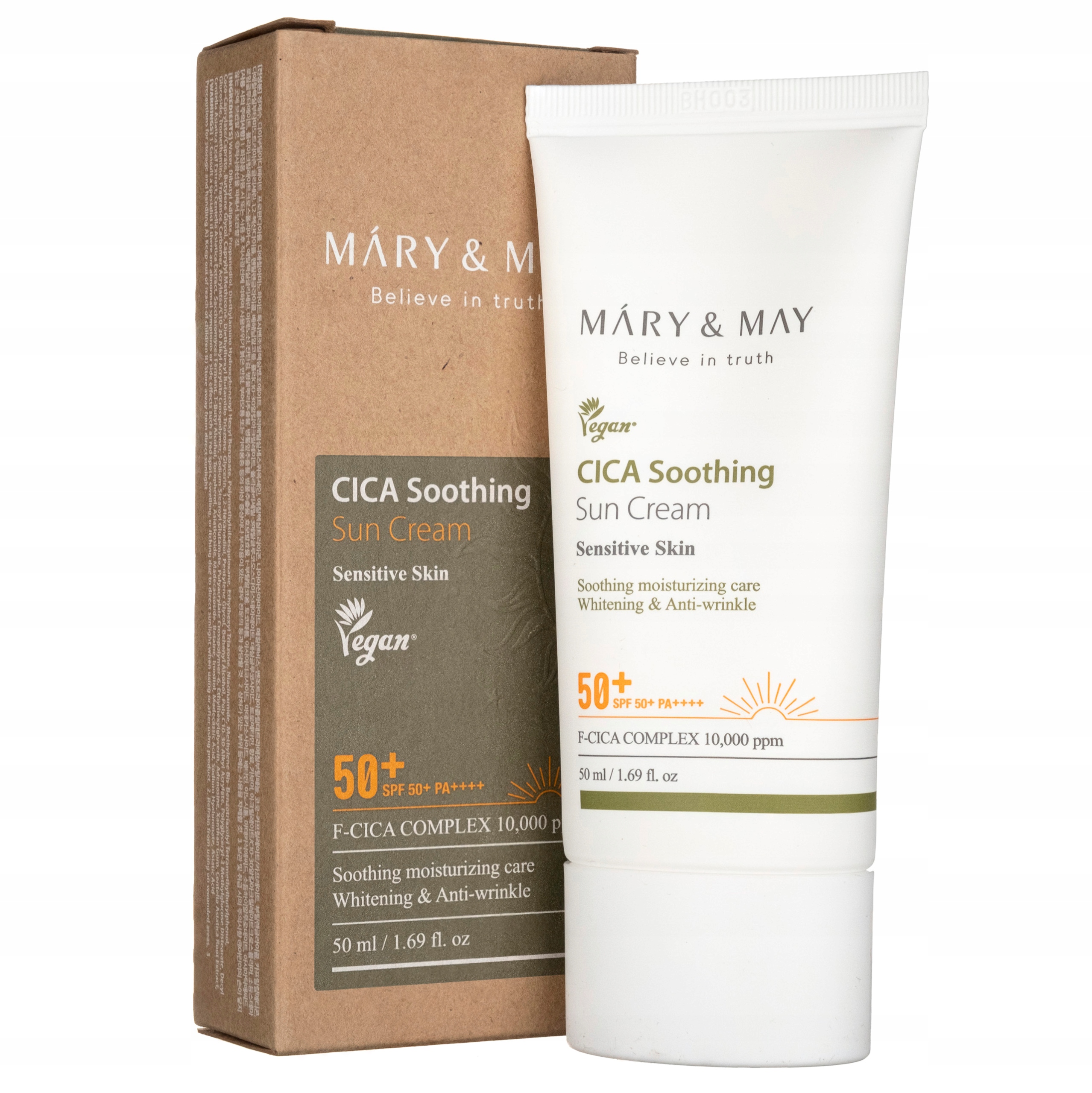Sluneční krém MaryMay Cica Soothing SPF50+ redukuje zarudnutí