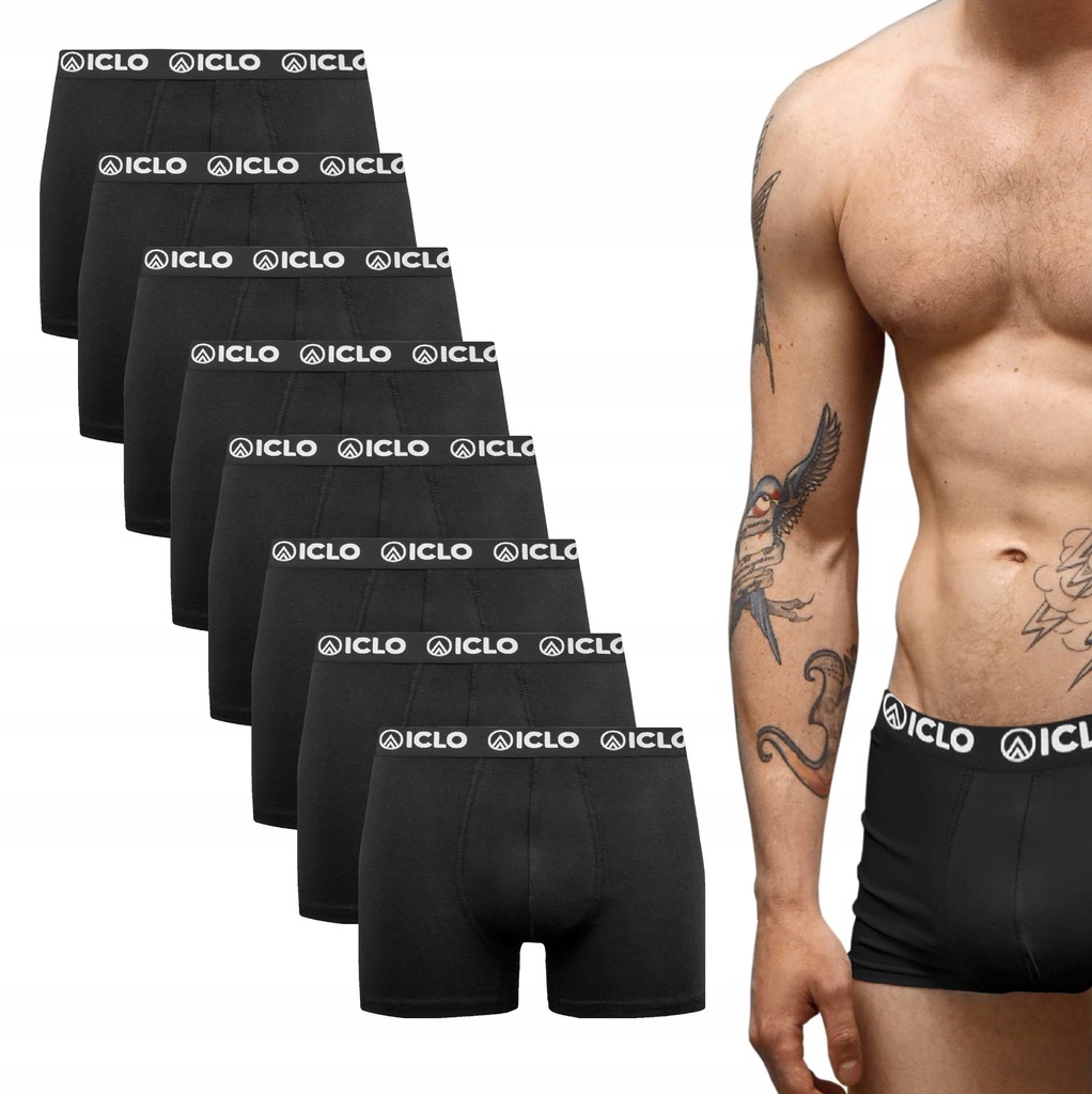 Iclo pánské bavlněné boxerky 8PAK vel. XL, černé