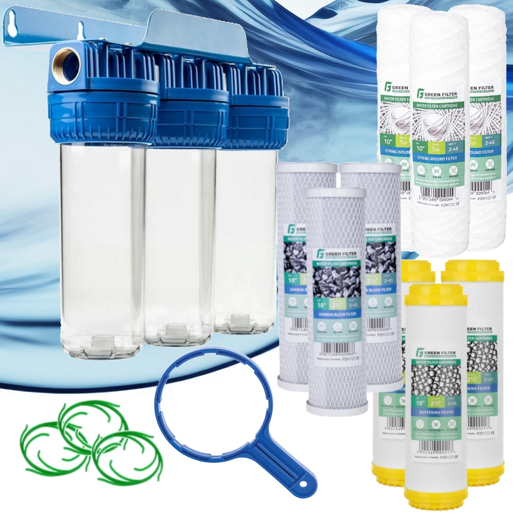 Filtr Do Wody Na Cały Dom 3 Stopniowy Narurowy przyłącze 3/4" zmiękczający