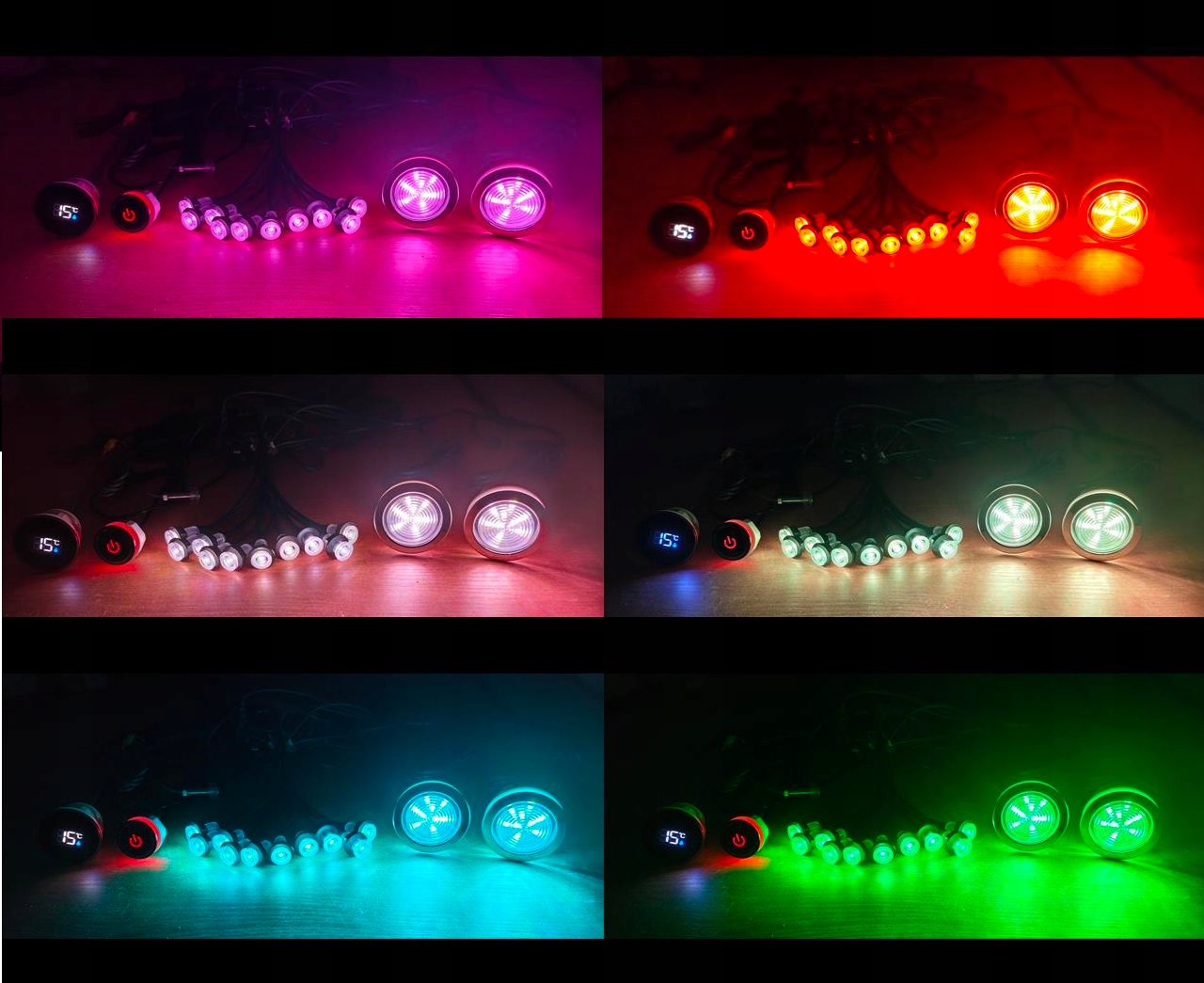 Sada 12 svietidiel Osvetlenie Spa Led Rgb do vane Balia elektrický teplomer.