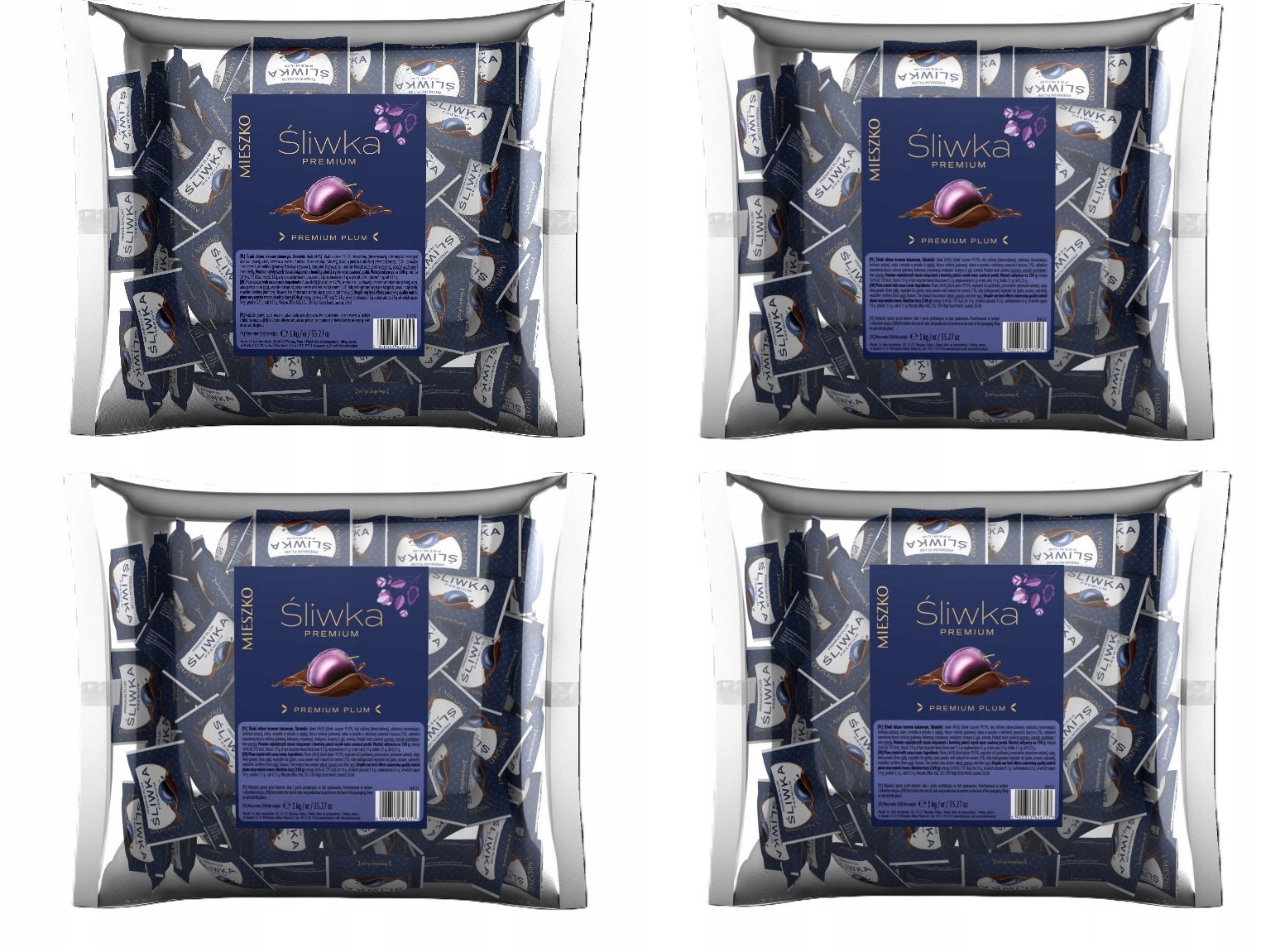 Levně 4x 1kg Mieszko Švestka v čokoládě