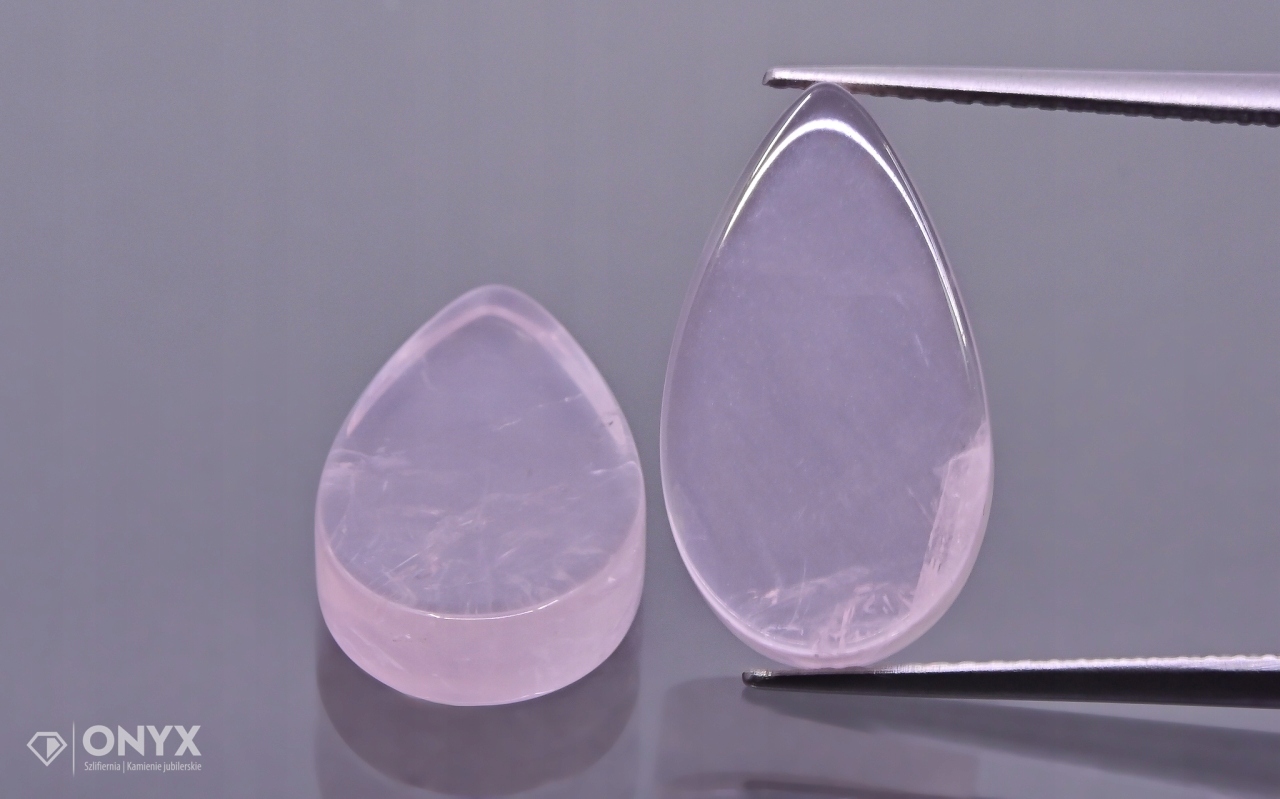 Křemen růžový mělký Para slza 17,5x10 mm