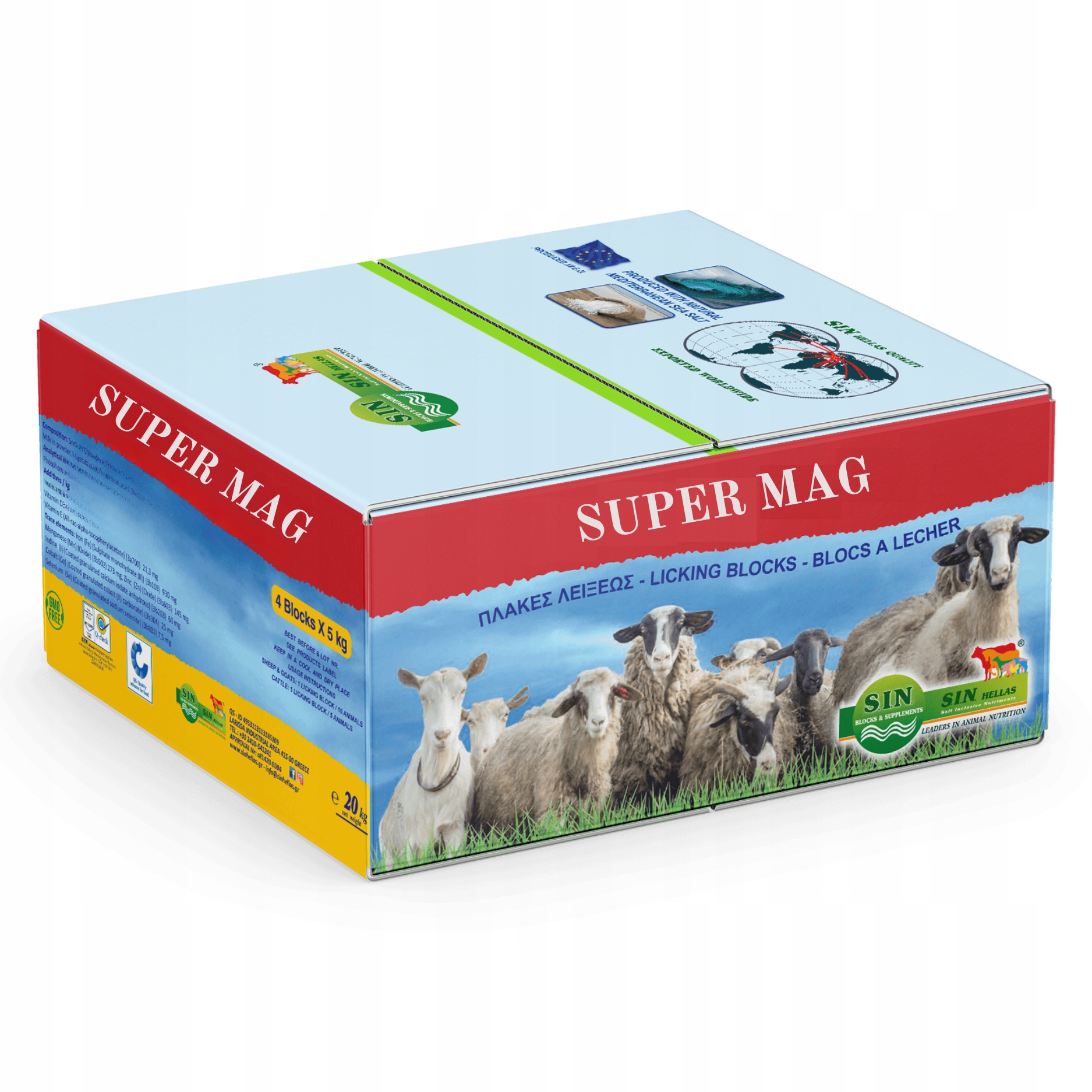 Lizawka Z Magnezem fosforem wapniem dla krów koni owiec kóz Supermag 4x5kg