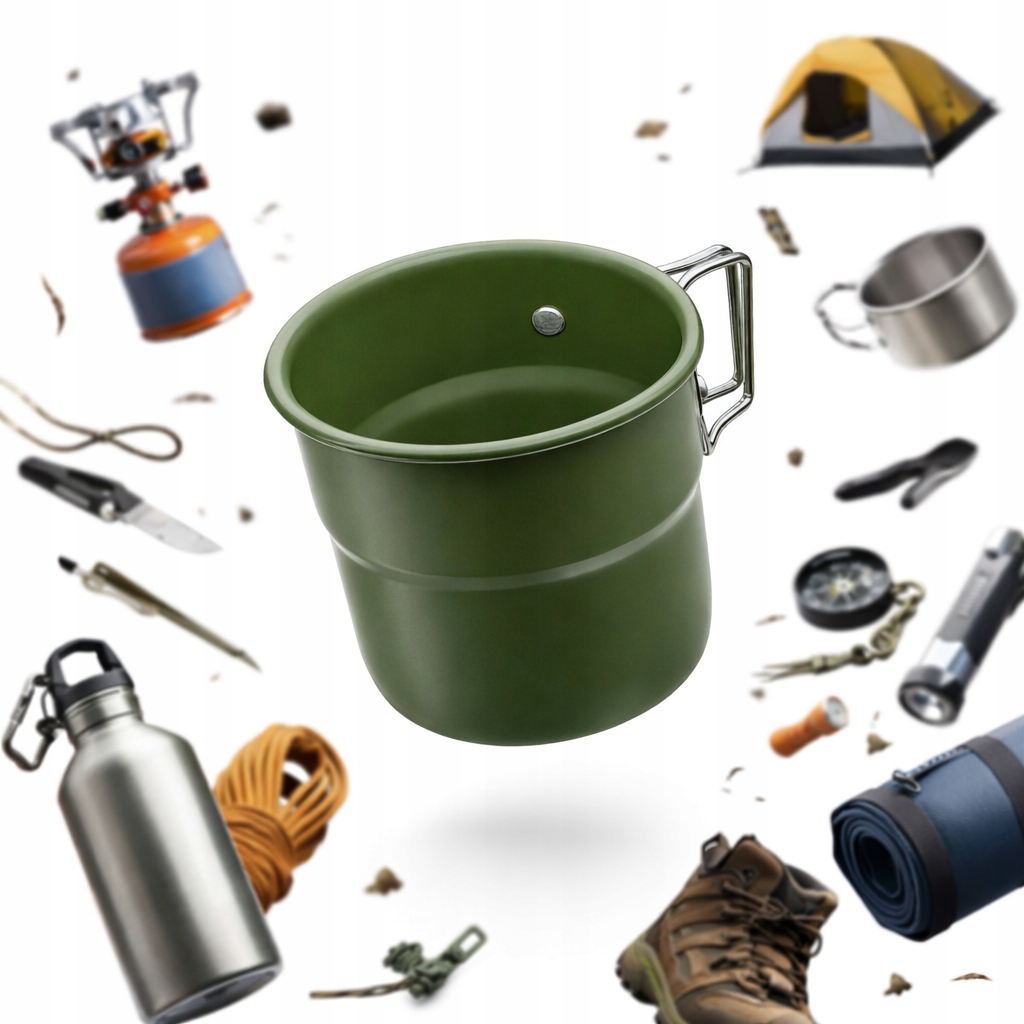 Kubek Turystyczny Outdoor Kemping Składany Uchwyt Wojskowy 300 ML Metal