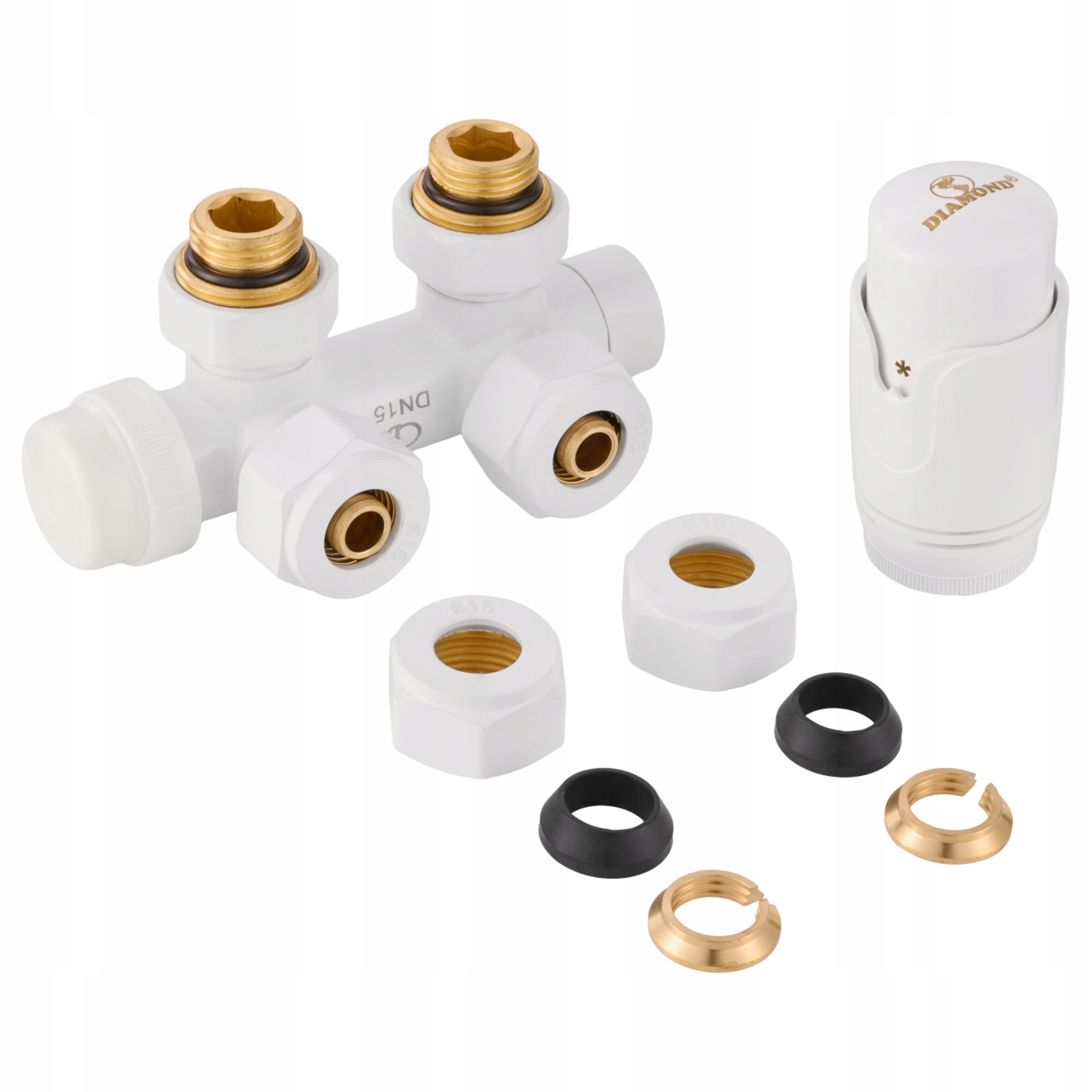 Termostatická Sada Úhlová Kombinovaná 1/2" Duoplex Na Pex 16 mm Bílá