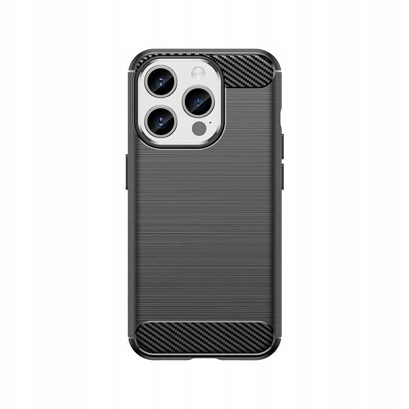 Elastyczne etui wzór karbon do iPhone 15 Pro Carbon Case czarne
