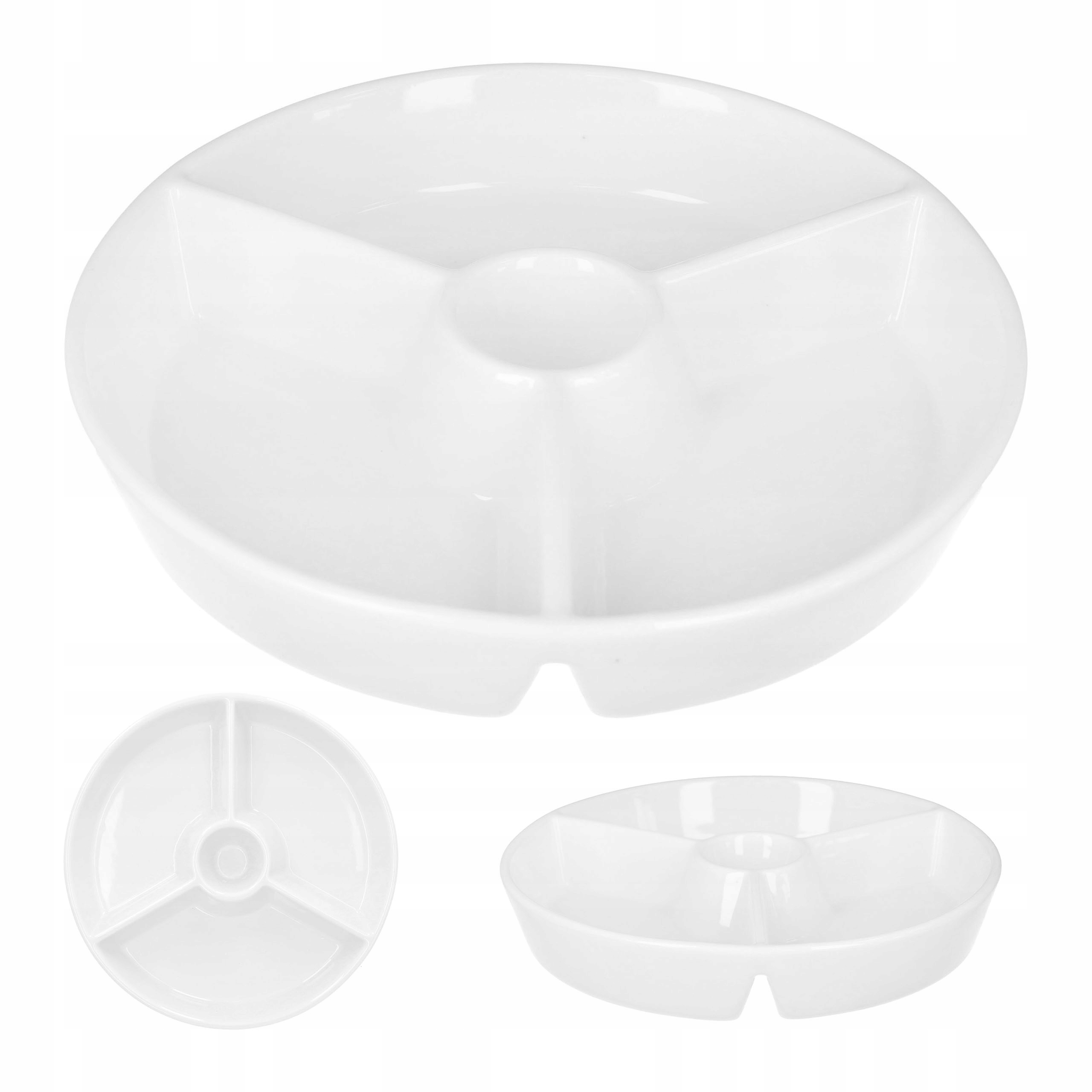 Bílý porcelánový dělený talíř na servírování občerstvení