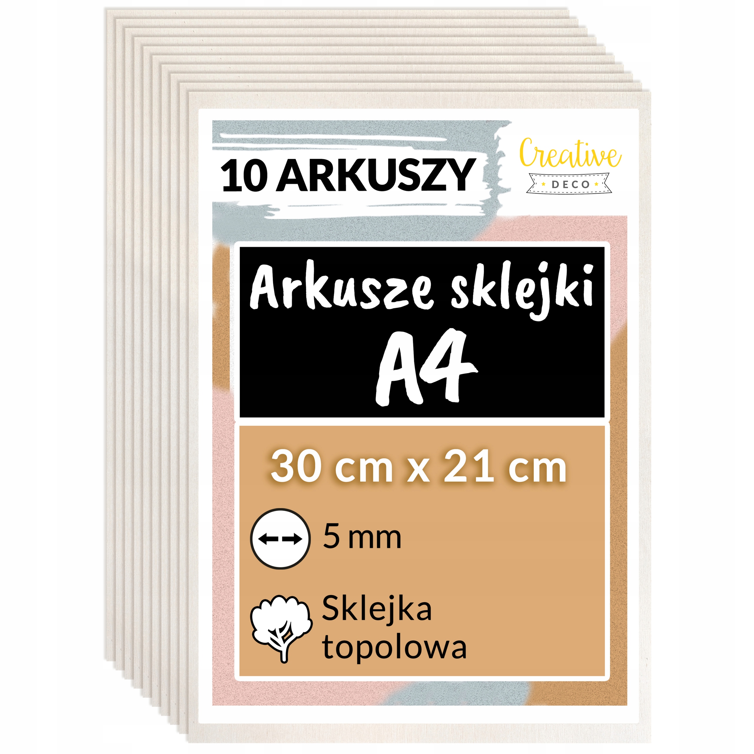 Deska překližka pro laserové řezání gravírování dekorace 5mm A4 x 10 topolů