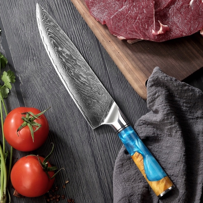 Damaškový kuchynský nôž Ha 14028 Tyrkysová KP-14028