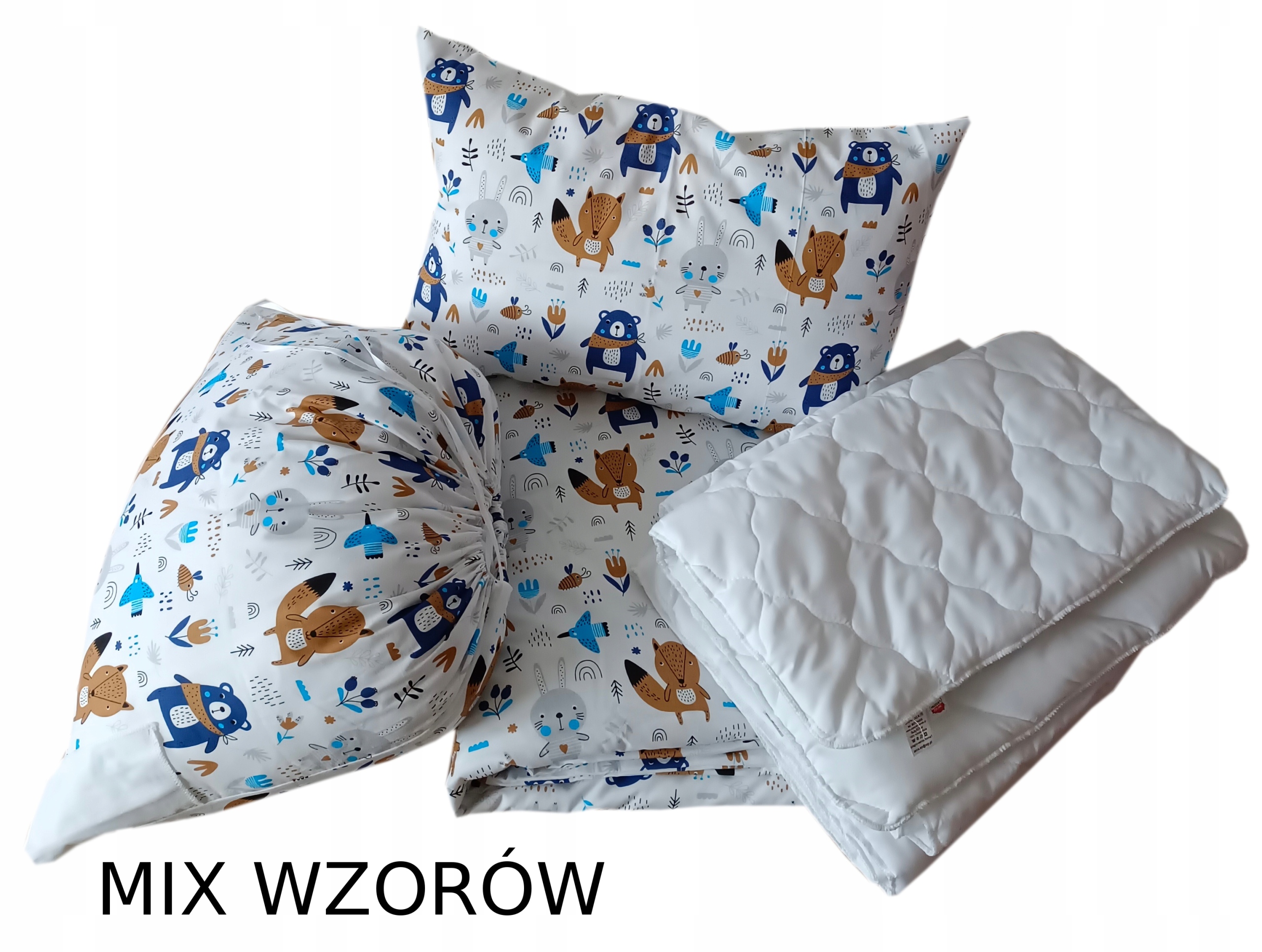 5el zestaw do przedszkola żłobka 80x250+40x60 +worek pościel kołdra