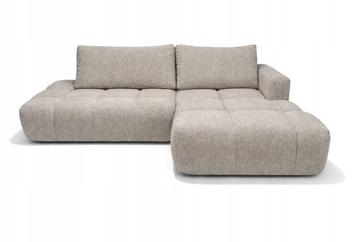 Rohová Sedací Souprava Rozkládací S Funkcí Spaní Soffi 280 Pravý Boucle Šedobéžový