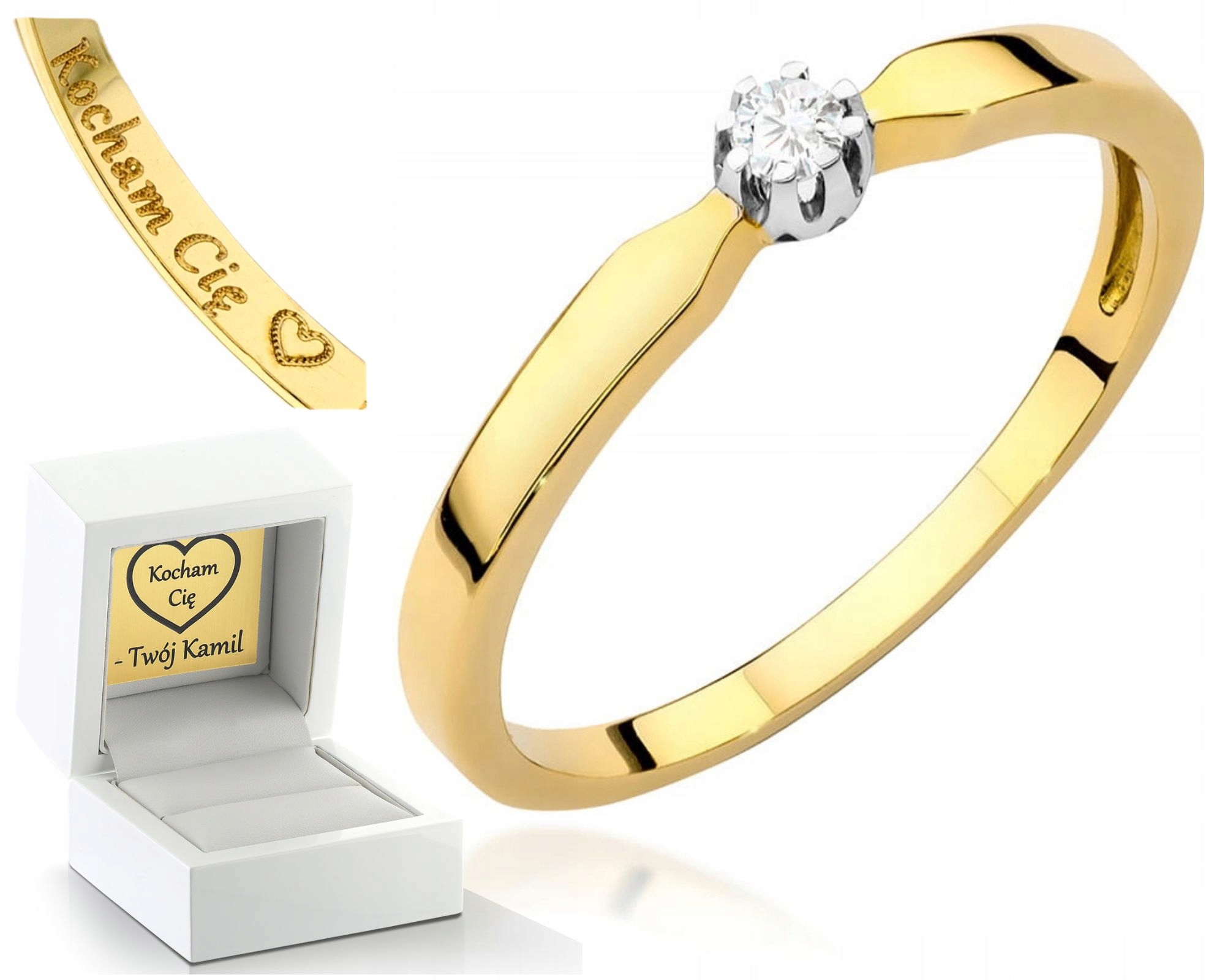 Zlatý Prstýnek S Briliantem Gravírování Bonus 585