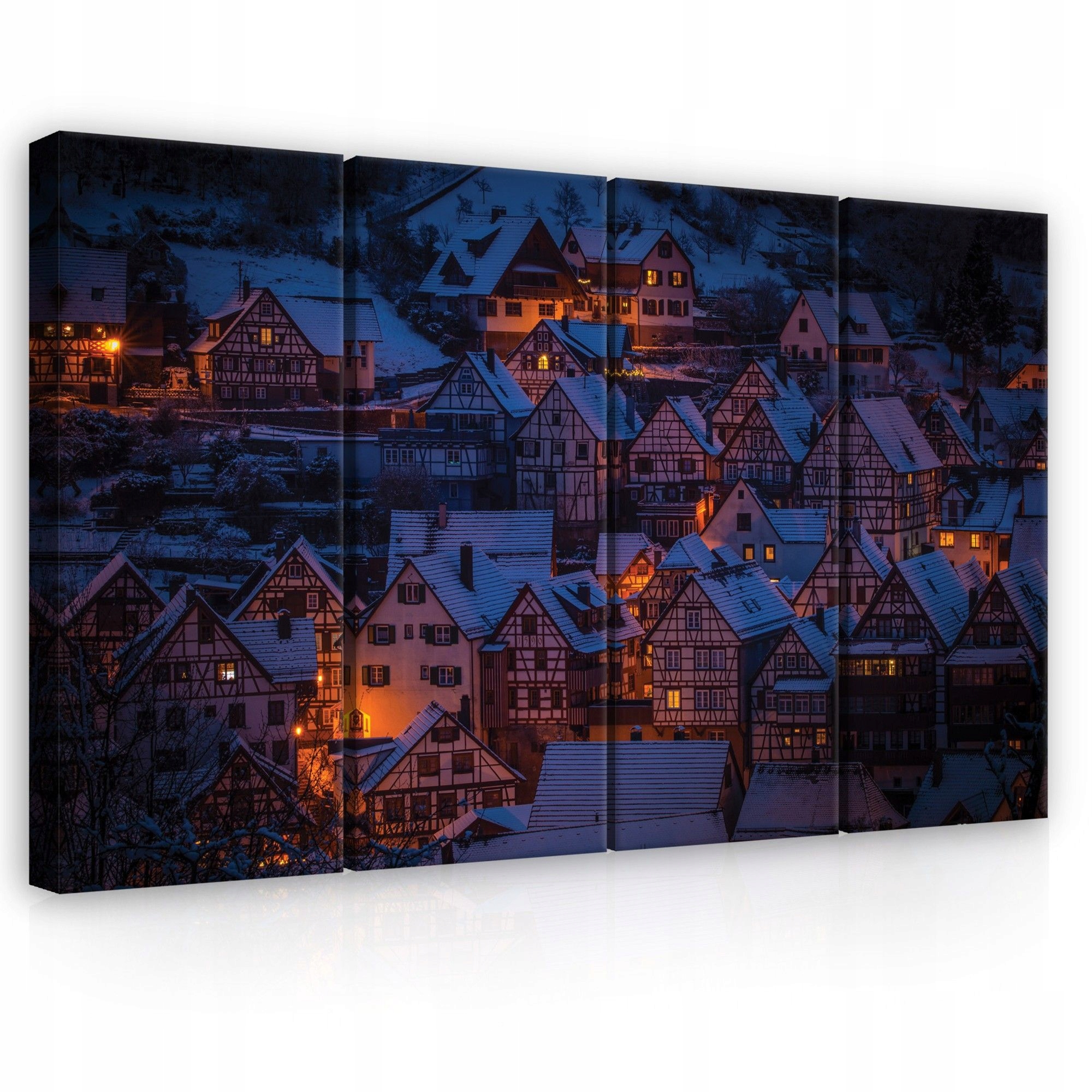 Obraz 120x80 Zima noc útulné teplé šachulové svetlo dedina sneh