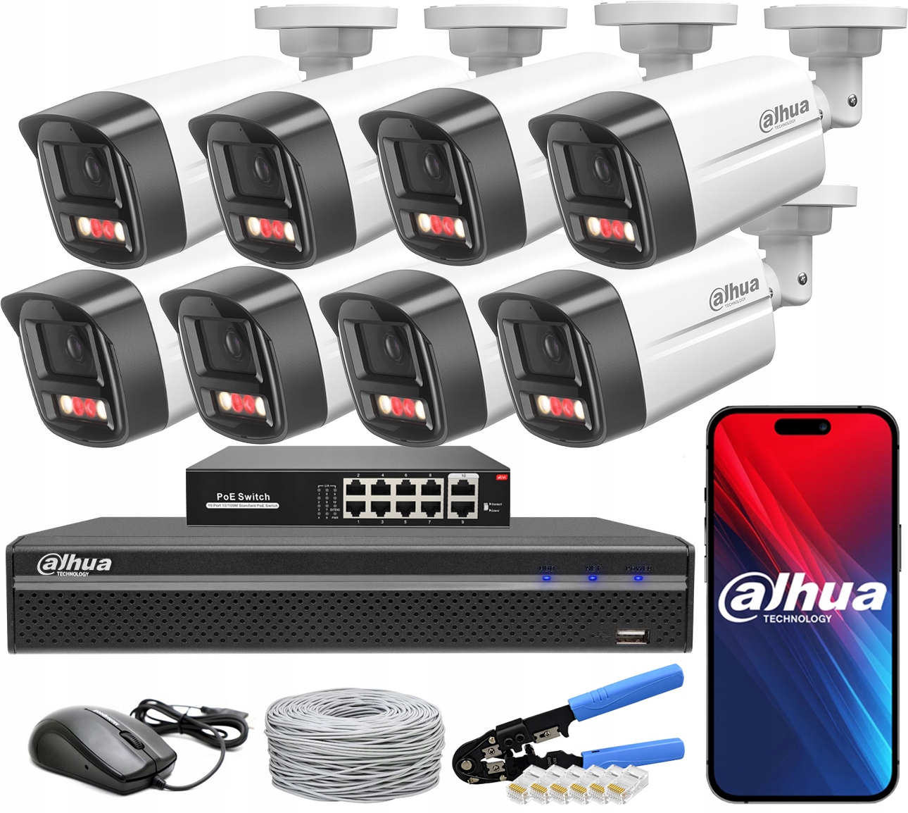 Sada pro monitorování Dahua 8 kamer 4Mpx IPC-HFW1439TL1-A-IL PoE