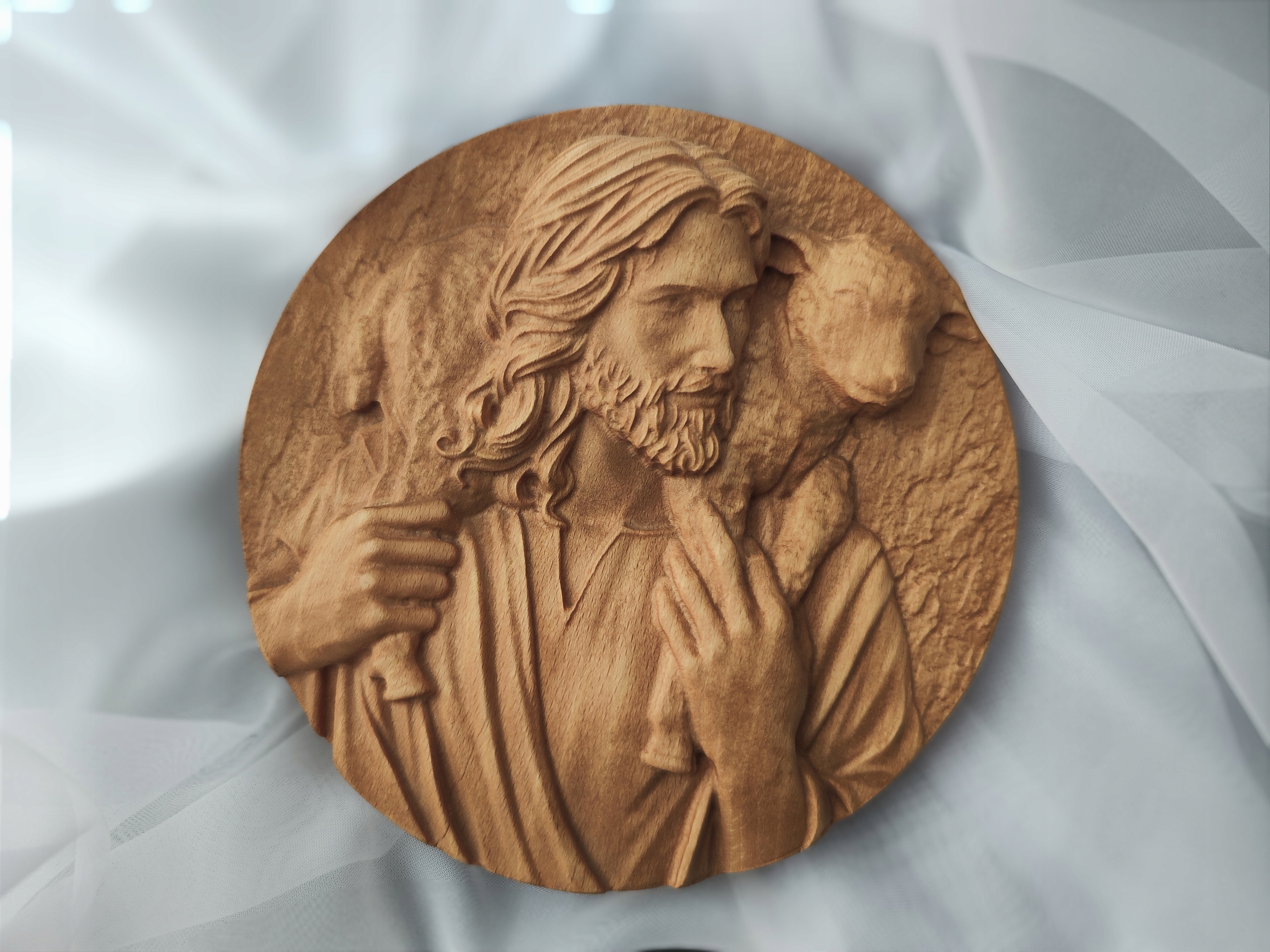 Dřevěný obraz vypouklý dárek na svatém přijímání Ježíš beránek obraz 30 cm