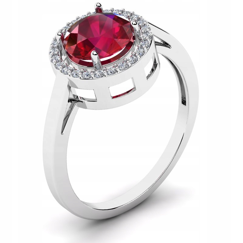 

Pierścionek Z Białego Złota Z Rubinową Cyrkonią