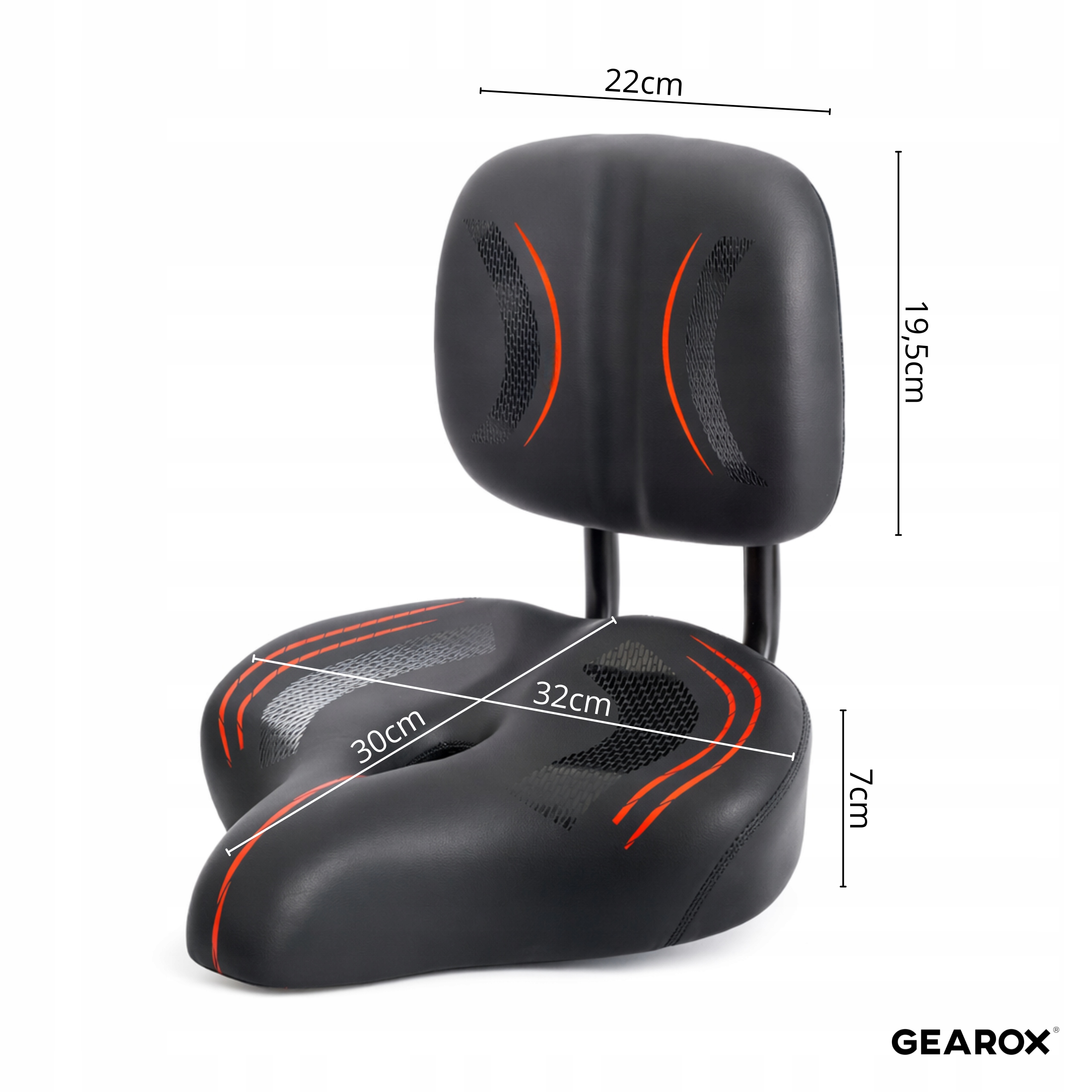 SIODEŁKO ROWEROWE Z OPARCIEM NA ROWER REGULOWANE PIANKA DUŻE SIEDZISKO S14 Marka Gearox