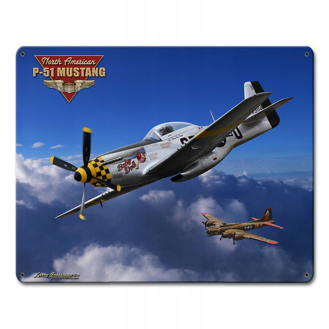 Вывеска 30x38, P-51 Mustang Vintage, США хит подарок