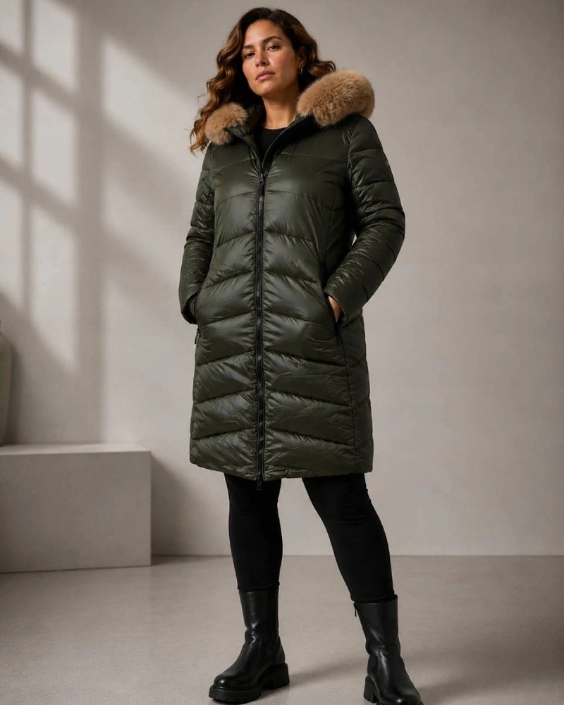 Zimní Bunda Kapuce B8203 Khaki 46