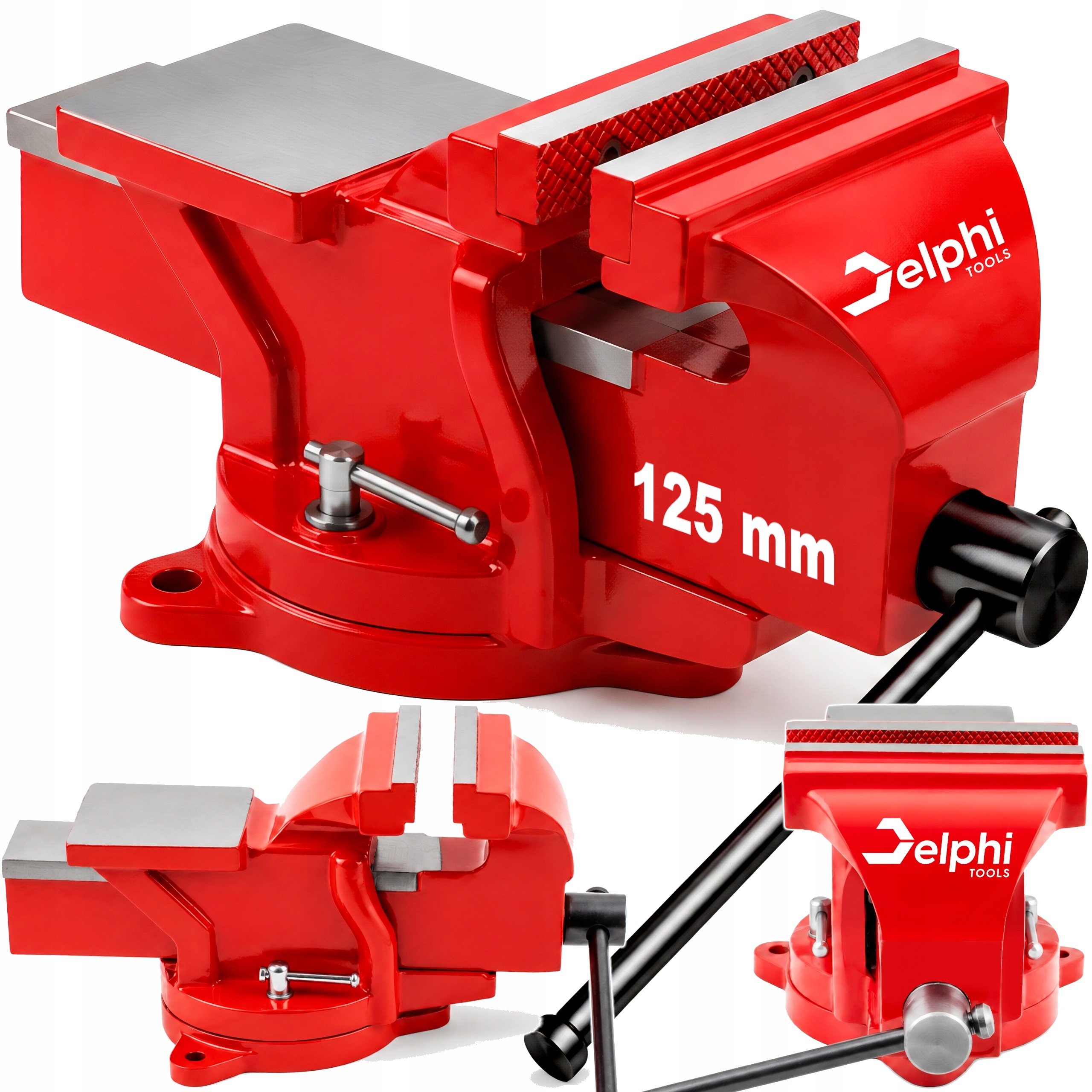 Imadło Stołowe Ślusarskie Obrotowe 125MM Z Kowadłem Żeliwne 360° 9,8 Kg