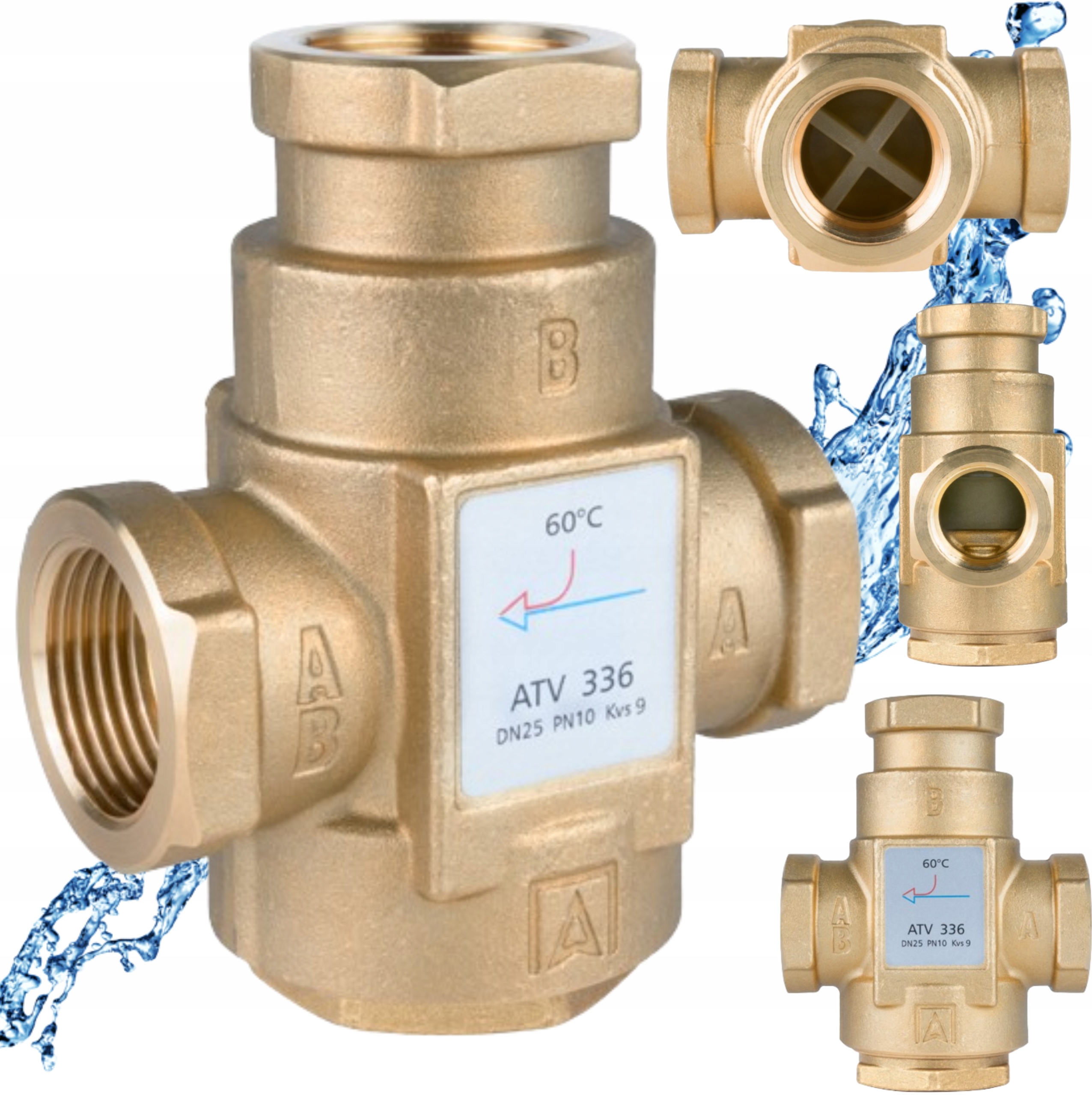 Teplotný Ventil Na Ochranu Návratu Kotla Atv 336 DN25 1" 60°C 9 m³/h Afriso