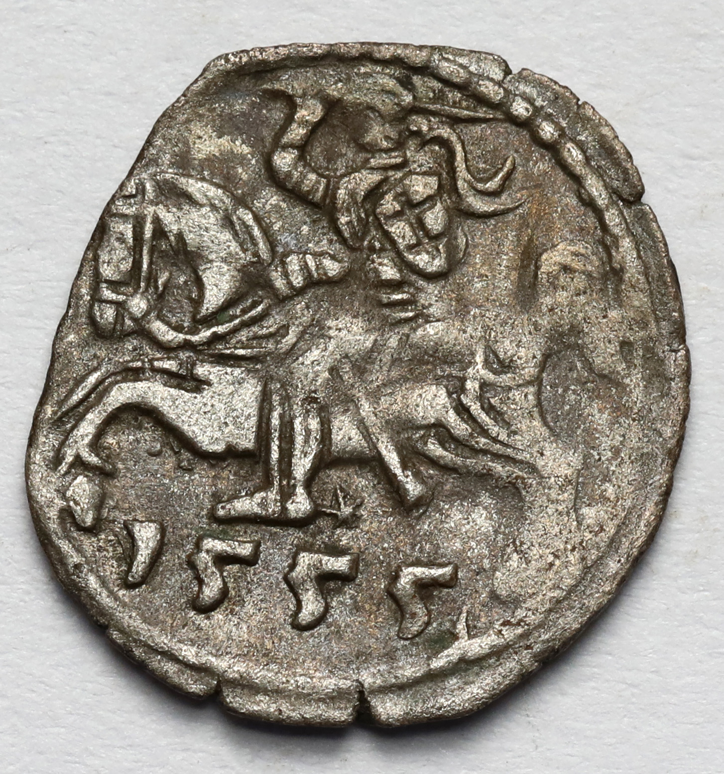 1232. Zygmunt II August, Denar Wilno 1555