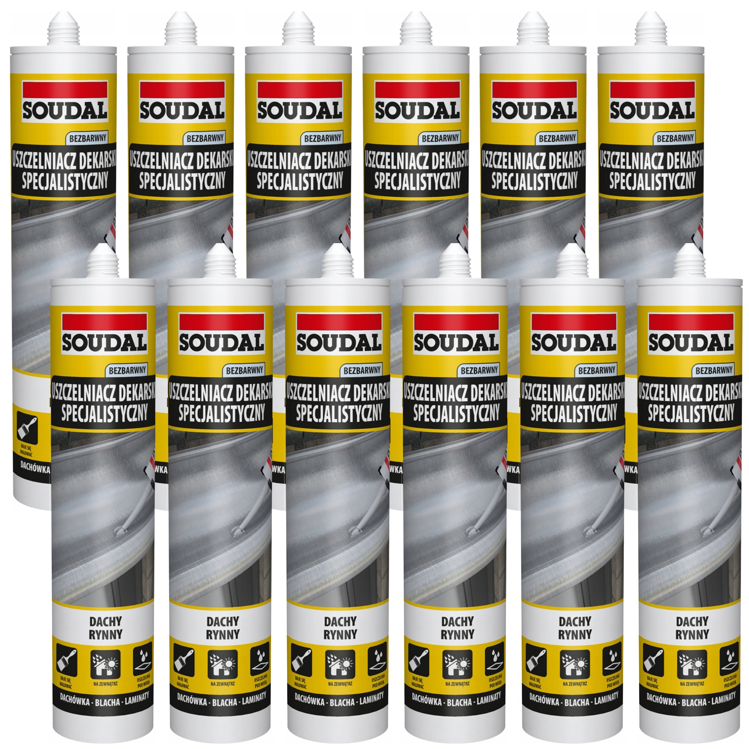 12ks Soudal špecializovaný pokrývačský tesniaci prostriedok Bezbarevný
