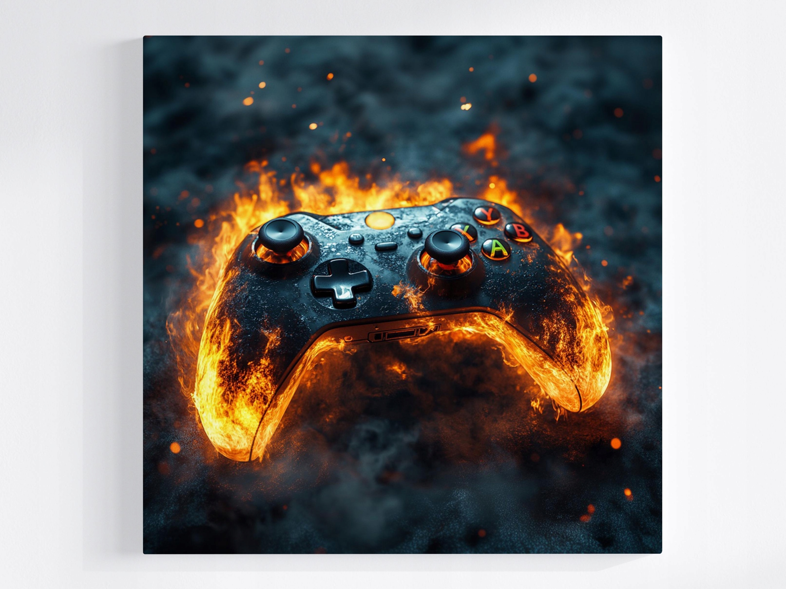 Obraz Na Plátně Canvas Gaming Konzola Kontroler Pad Gamepad Oheň 80x80