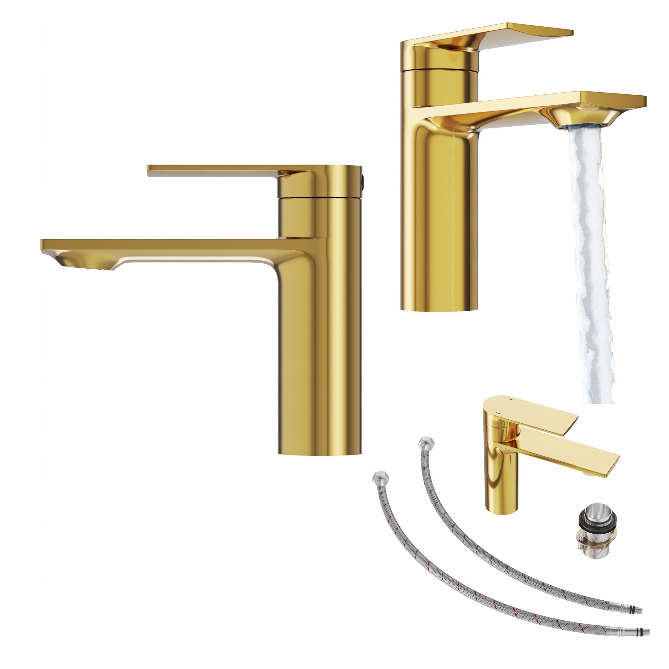 Nízka umývadlová batéria do kúpeľne, stojankový kohútik do umývadla Cabo Zlatá