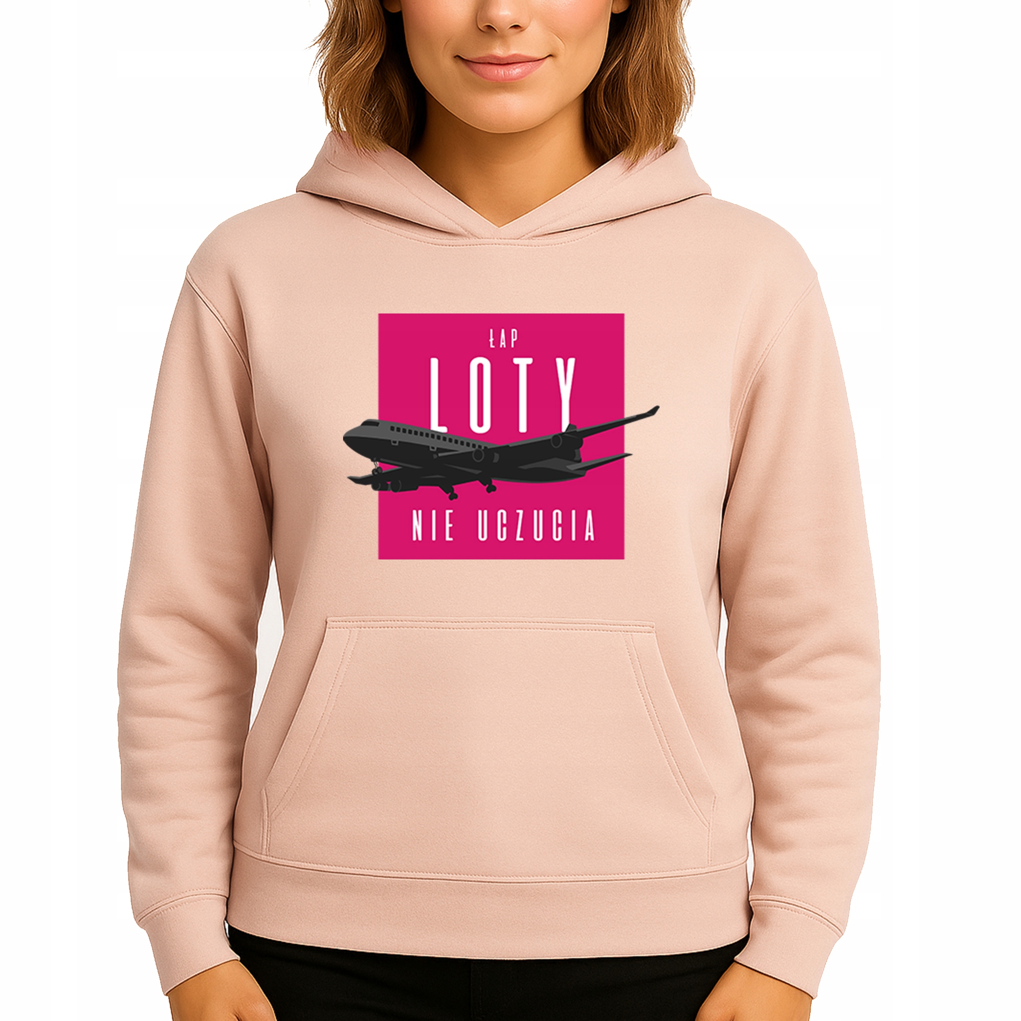 Mikina S Kapucí Broskvová Hoodie Bavlněná Tlapka Lety Ne Pocit S