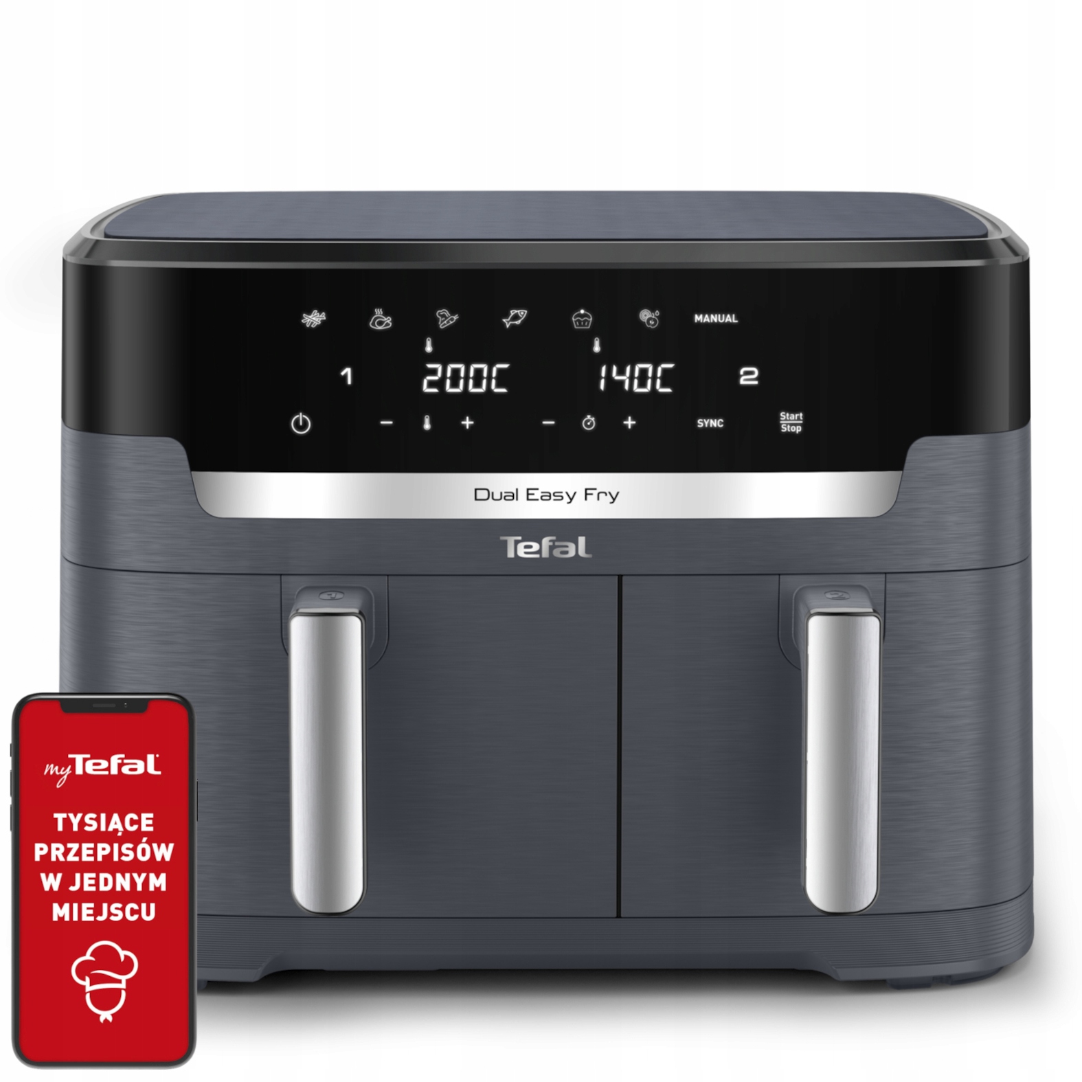 Frytkownica beztłuszczowa Tefal EY942B XXL 11l 2700W dwukomorowa Air Fryer