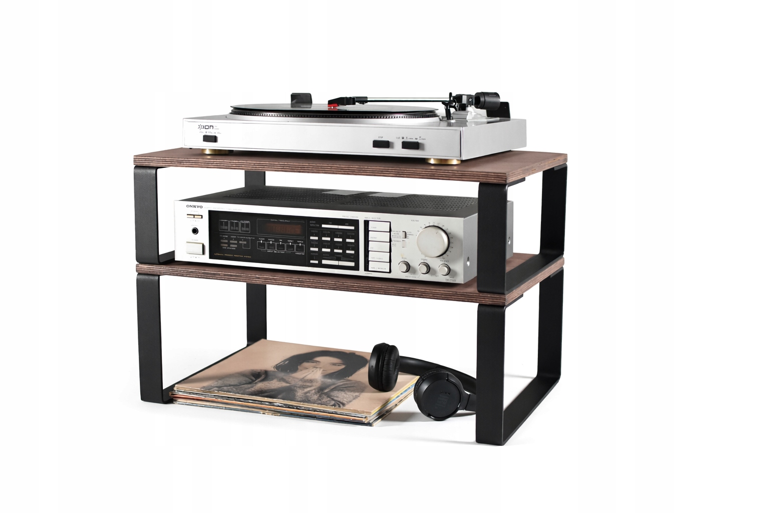 Stolík gramofón zosilňovač prehrávač podstavec stolík regál vinylové platne