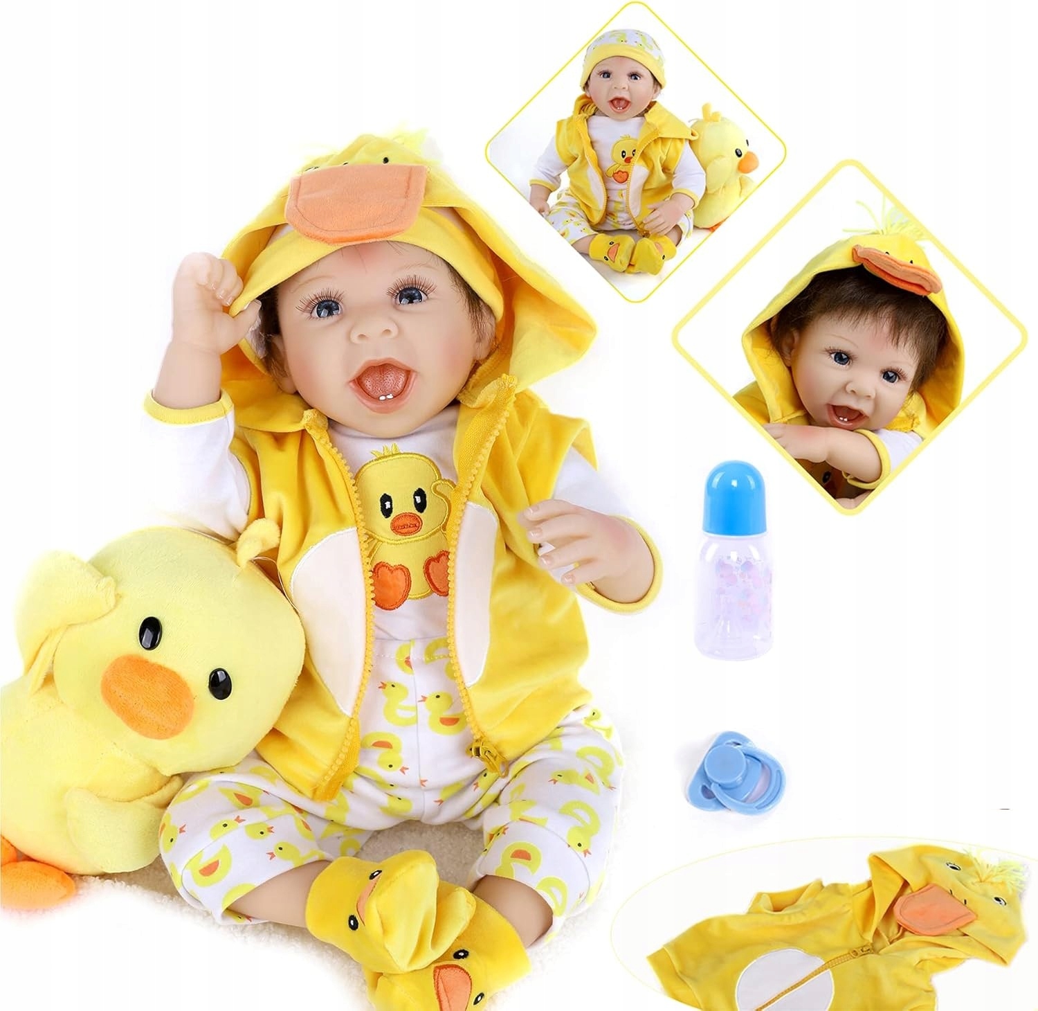 Lalka Reborn Jak Żywe Dziecko Kaczuszka 55CM Keiumi Maskotka Bobas