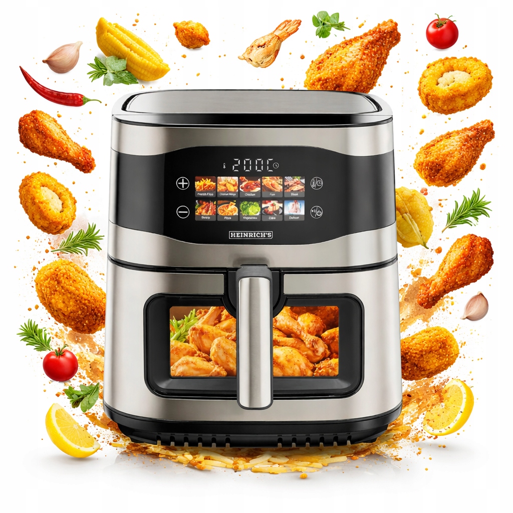 Frytkownica Beztłuszczowa 9L 1800W Air Fryer z Oknem 10 Programów Duża XL