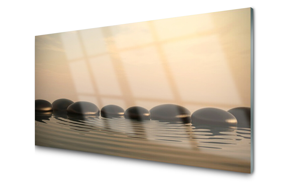 

Panel szklany dekor Woda Kamienie 120x60 + Klej