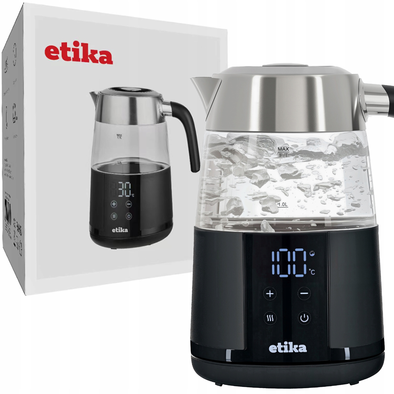 Czajnik Elektryczny Z Regulacją Temperatury Szklany Mocny 1,7 L 2200W