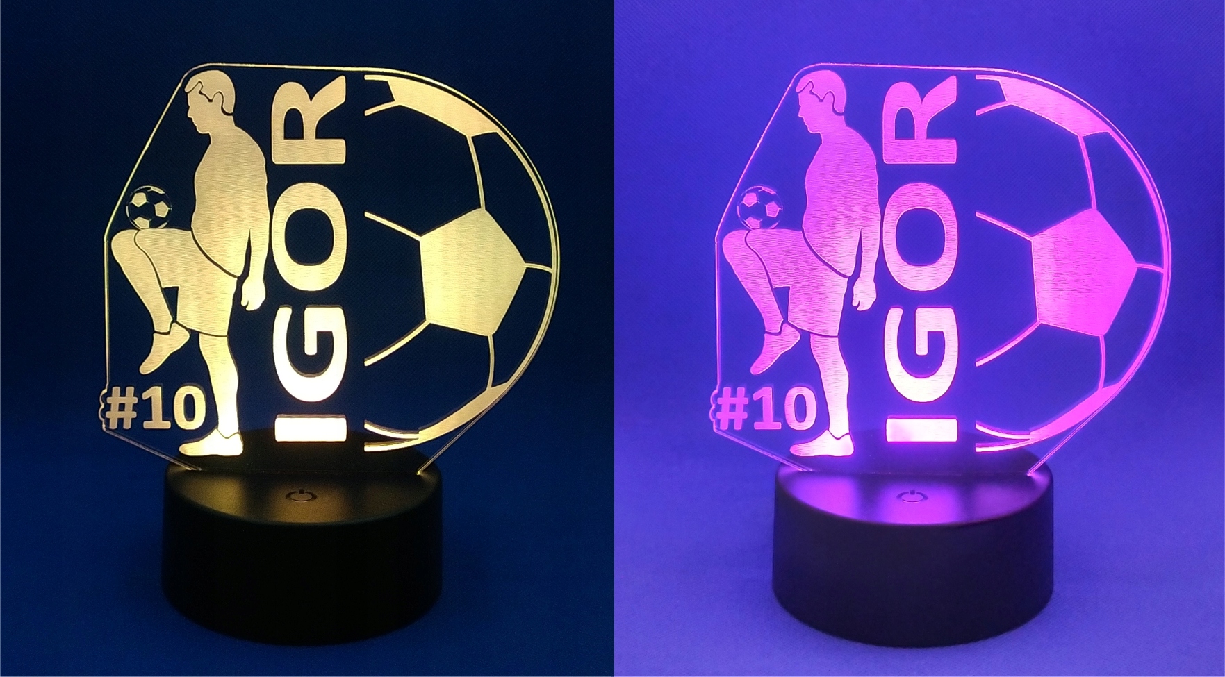 LAMPKA NOCNA 3D LED PIŁKARZ Z IMIENIEM PIŁKA NOŻNA Bohater Inny