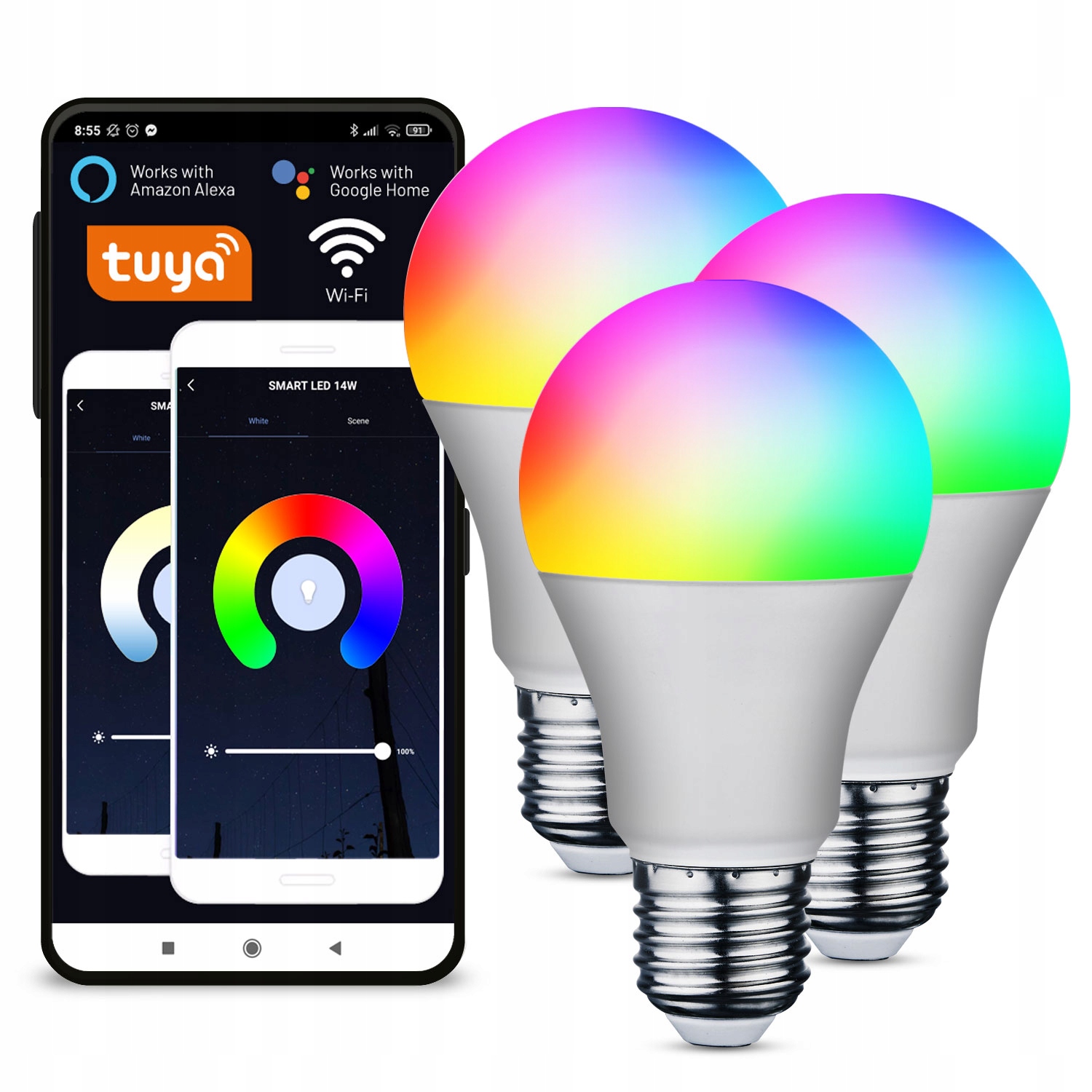 

3x Żarówka Wielokolorowa Led Rgb+w E27 WiFi Tuya