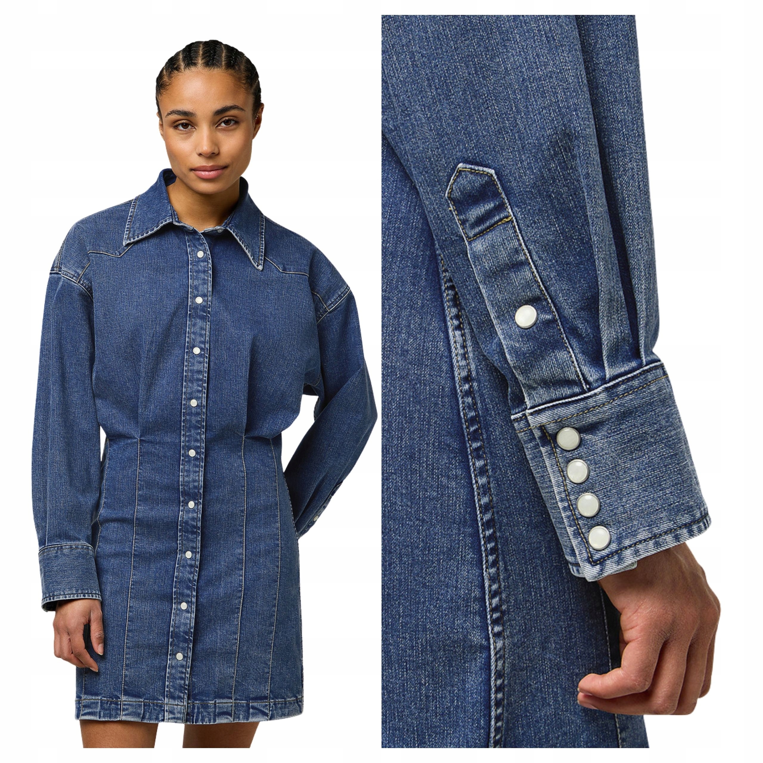 Šaty Wrangler Darted Skirt Dress Modrá Džínová velikost M