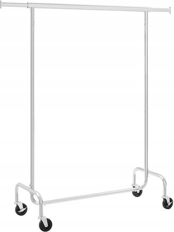Songmics Závesný stojan na kolieskach 110-150x45x160cm, strieborný, chrómovaný