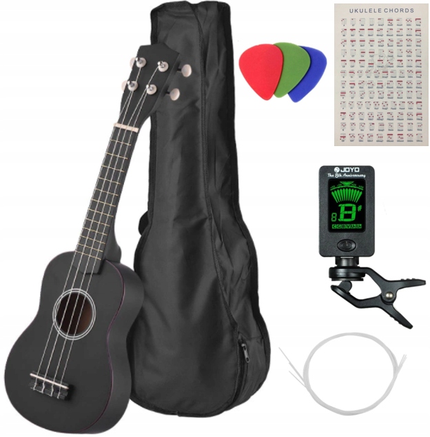 DREWNIANE UKULELE SOPRANOWE AKCESORIA ZESTAW