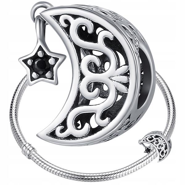 

Charms Księżyc srebro 925 koralik beads cyrkonia
