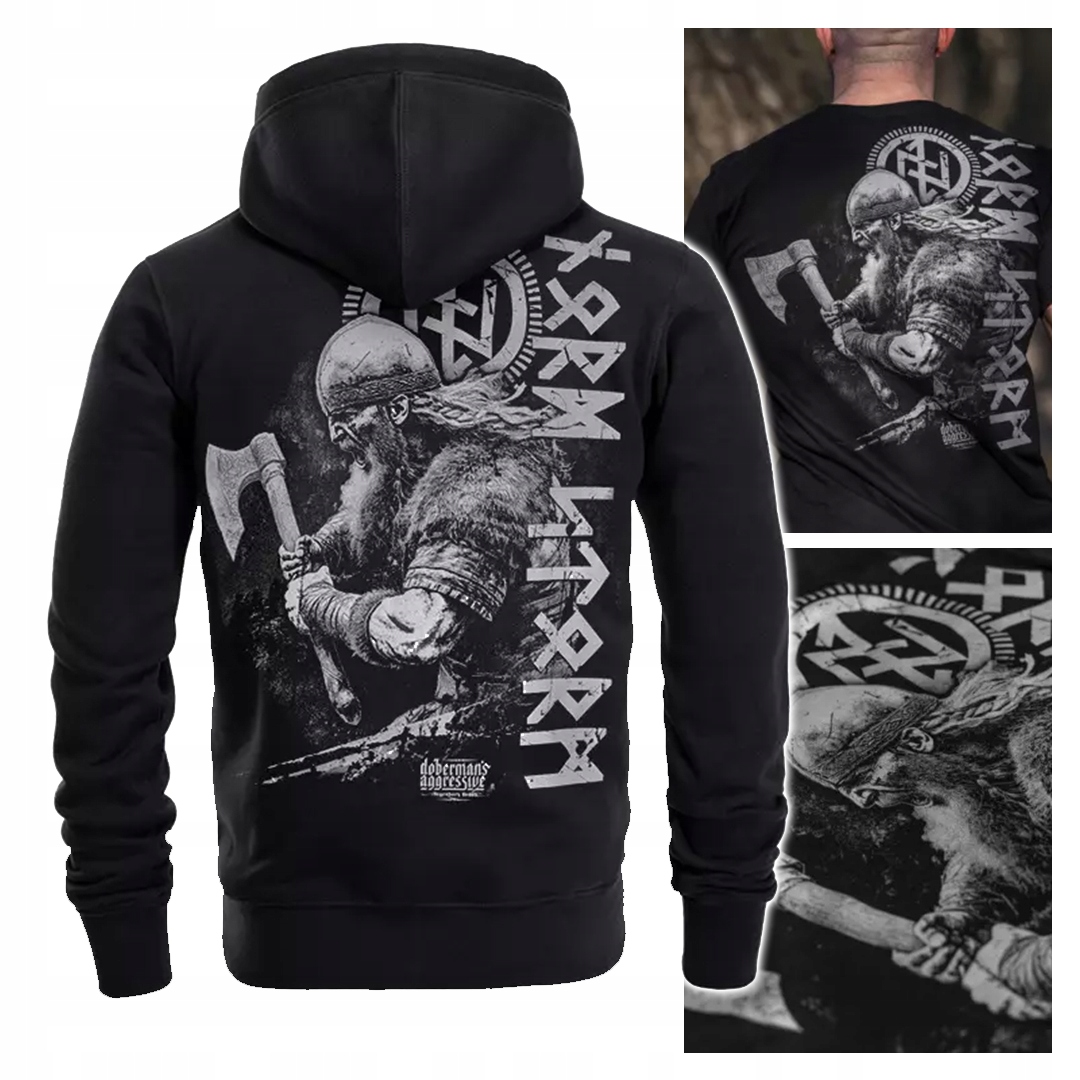 Mikina s kapucí rozepínací Dobermans Aggressive Viking Valhalla Thor BZ368