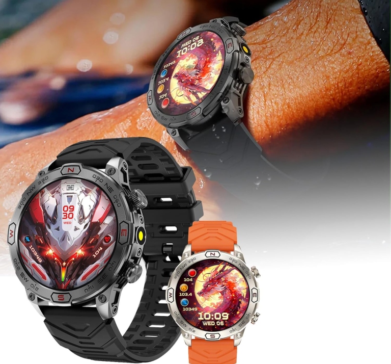 Smartwatch Męski Rozmowy Bluetooth Ekran Amoled 1.43" Bateria 60 dni Czarny