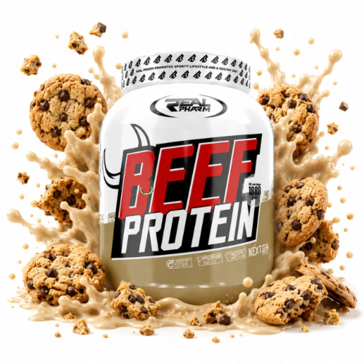 Hovězí Protein protein Real Pharm Beef Protein 85% 1800 g Sušenka